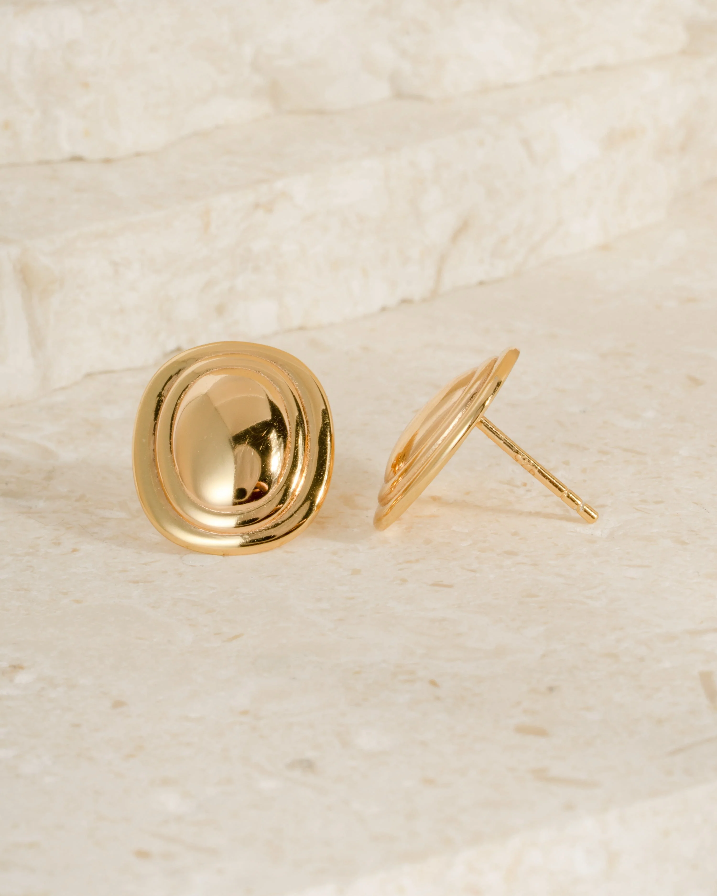 Oval Statement Stud Earrings - Image 7