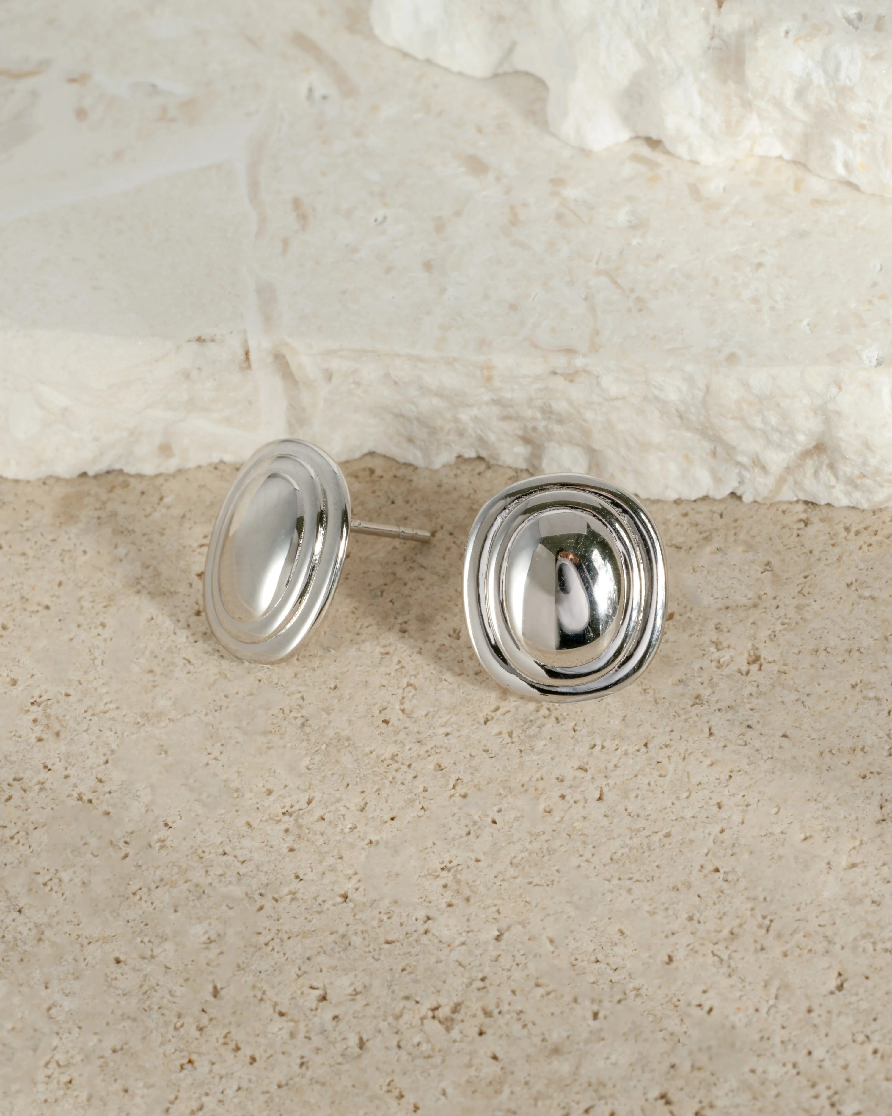 Oval Statement Stud Earrings - Image 8
