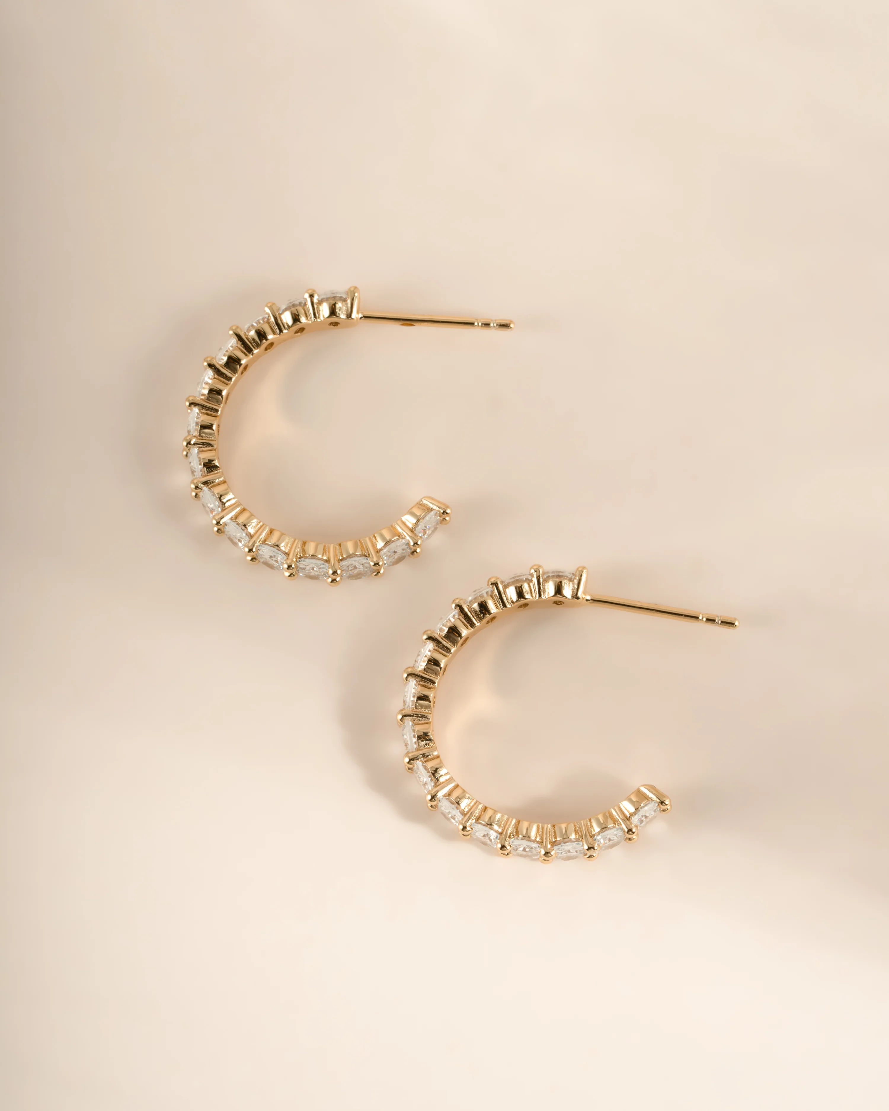 Oval Studded Hoop Earrings - Image 5