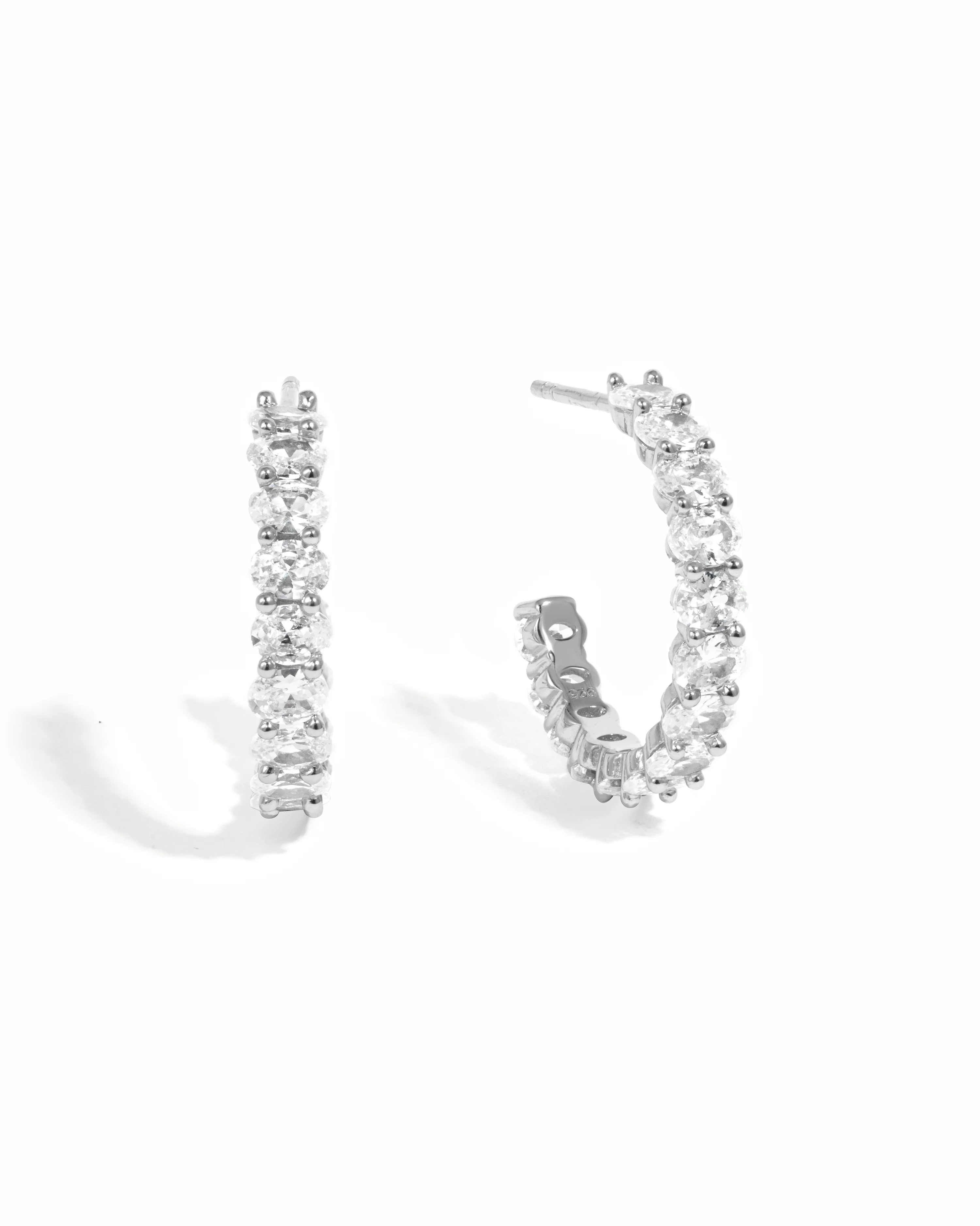 Oval Studded Hoop Earrings - Image 9