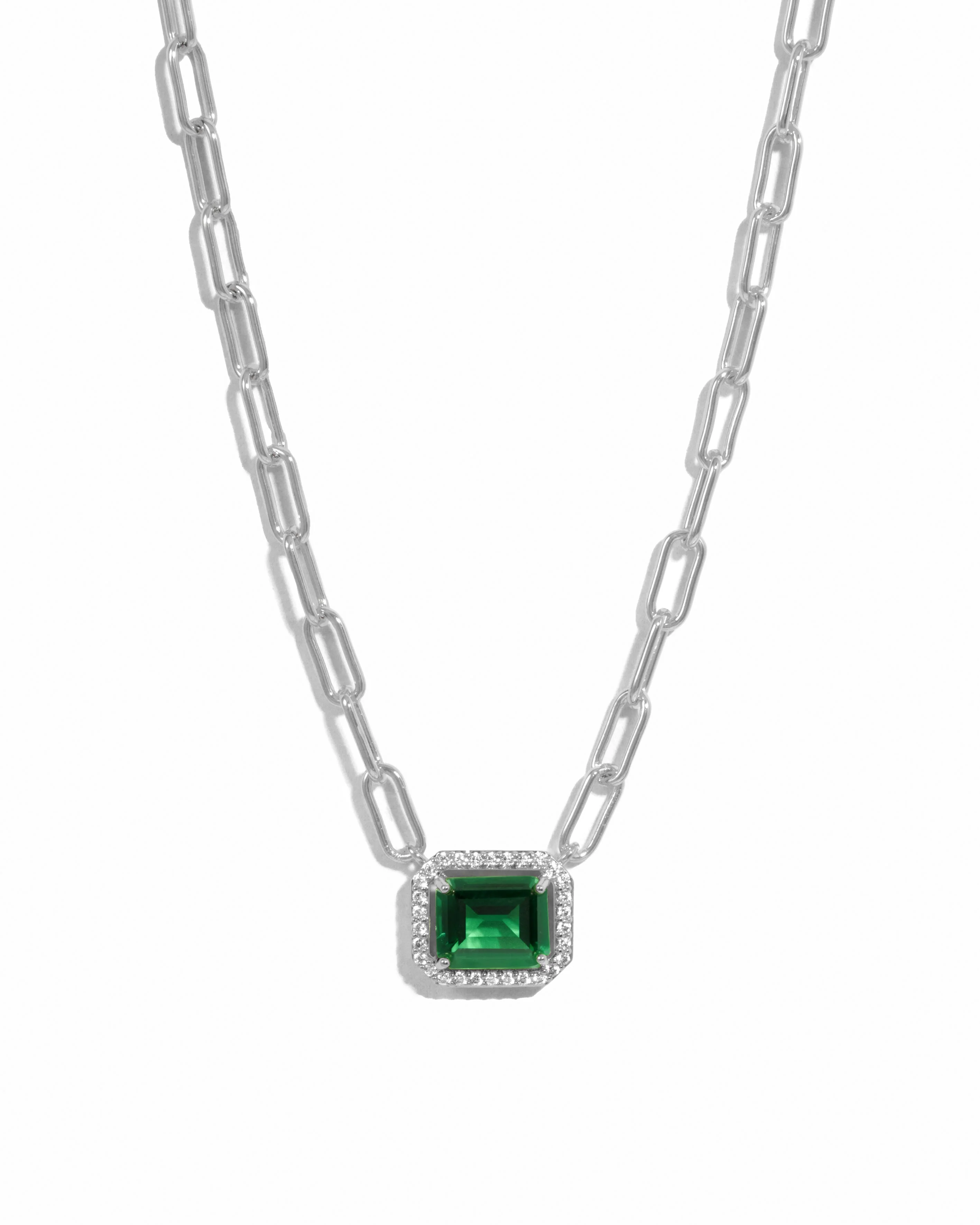 Paperclip Emerald Pendant Necklace - Image 9