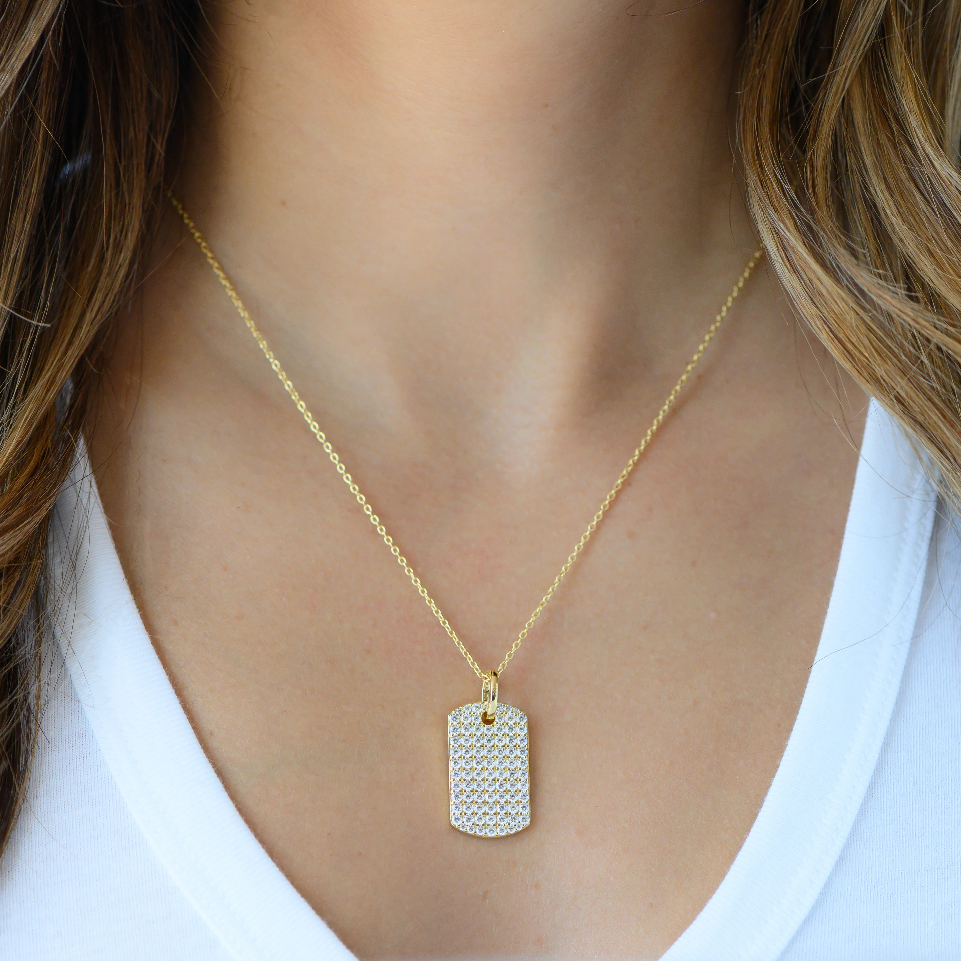 Pavé Dog Tag Necklace - Image 2