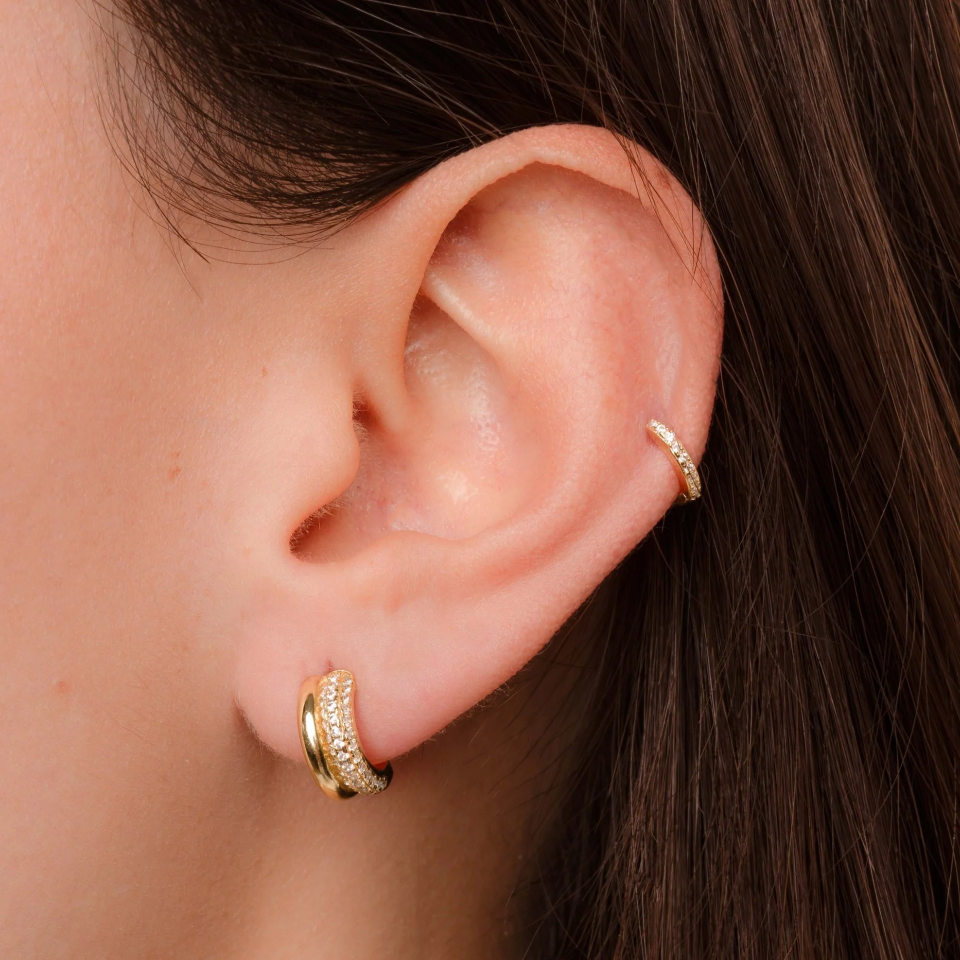 Pavé Double Hoop Earrings - Image 2