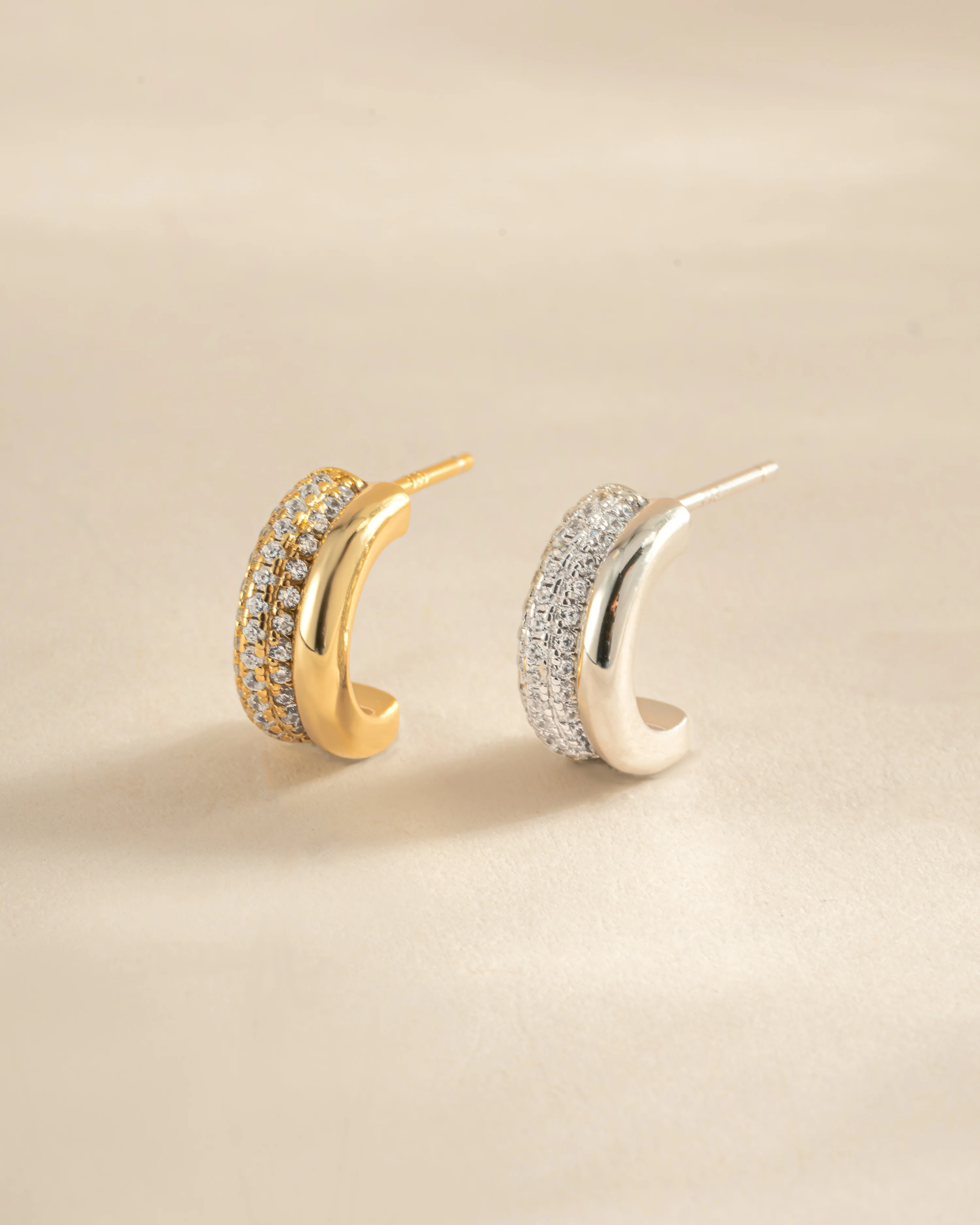 Pavé Double Hoop Earrings - Image 3