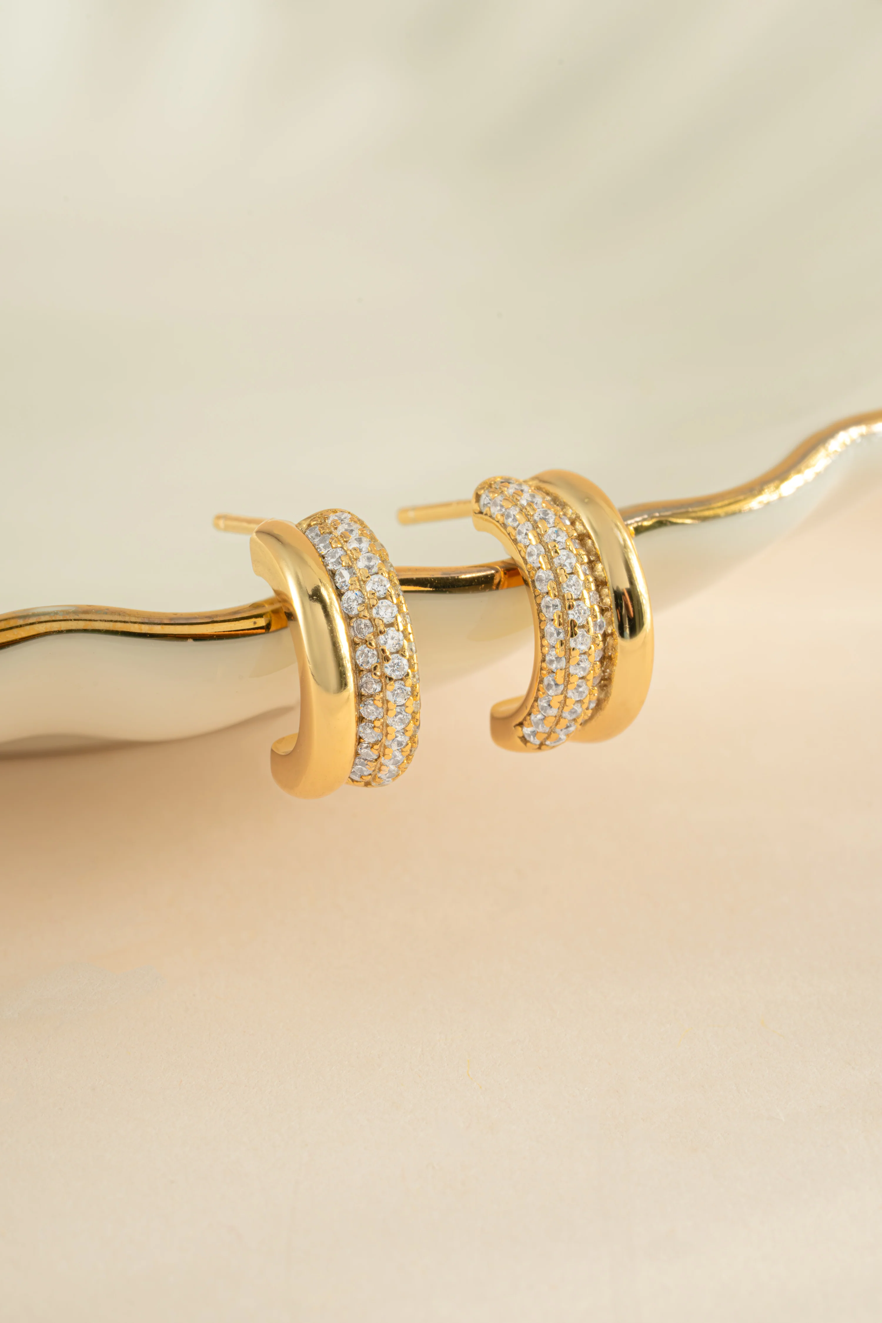 Pavé Double Hoop Earrings - Image 5