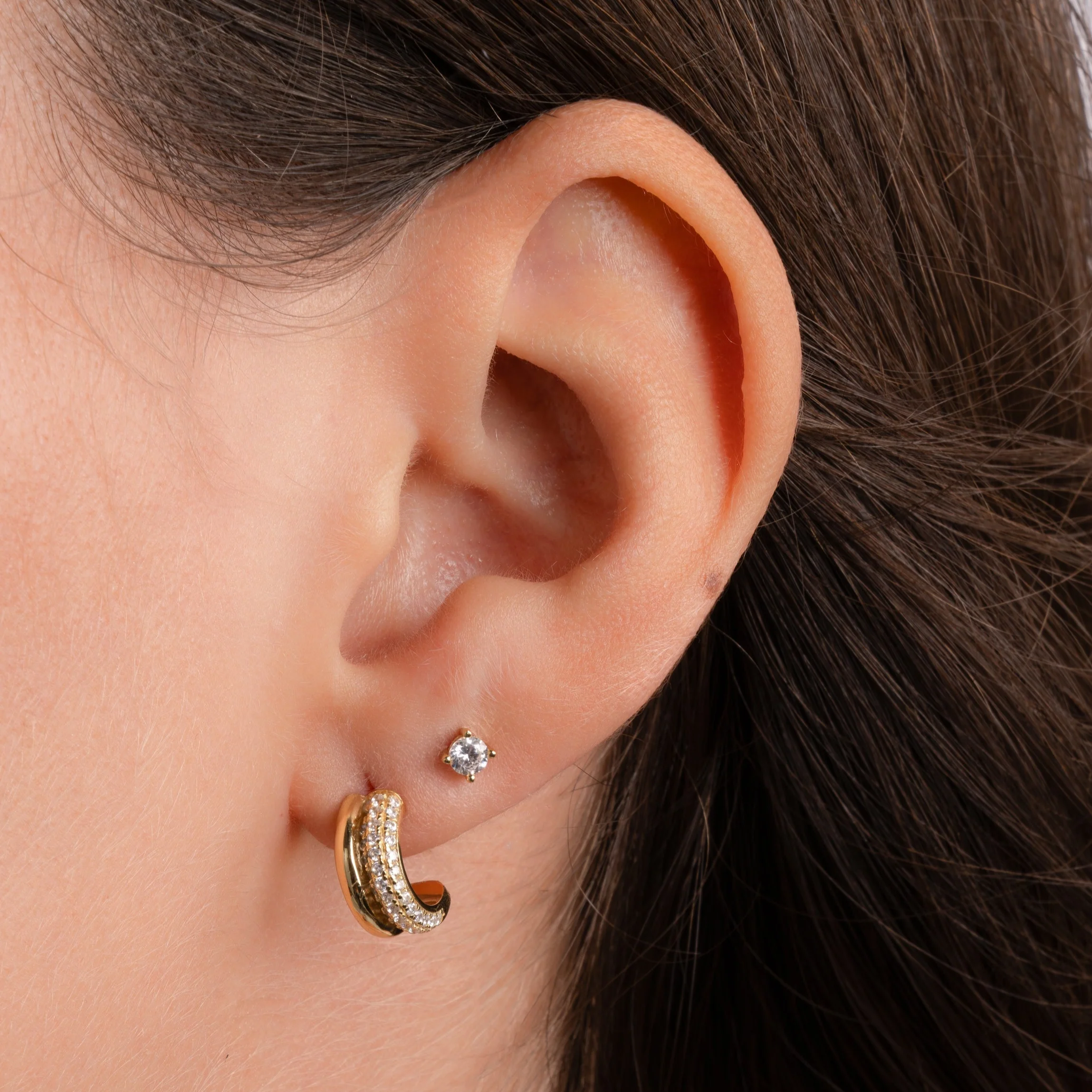Pavé Double Hoop Earrings - Image 6
