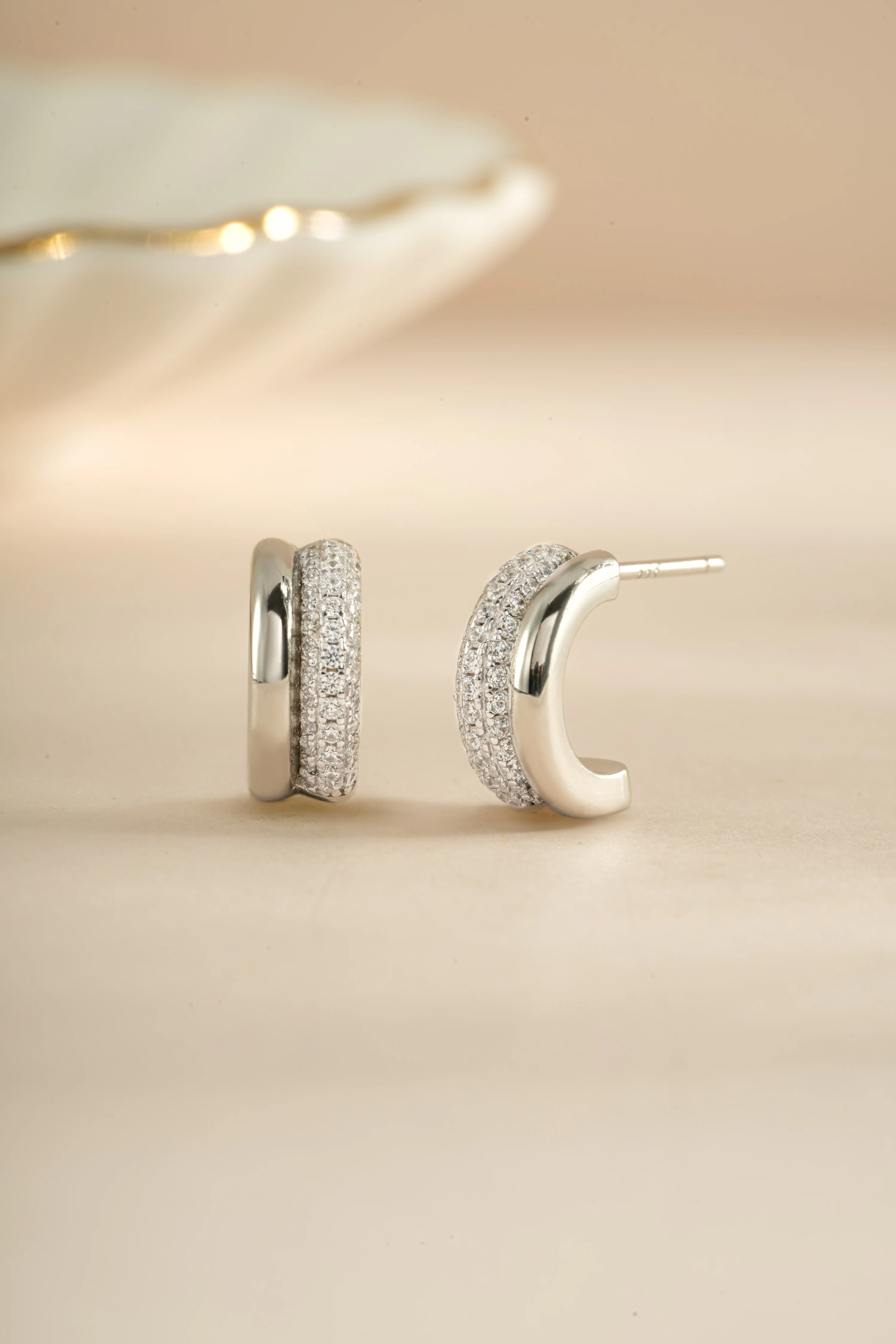 Pavé Double Hoop Earrings - Image 7