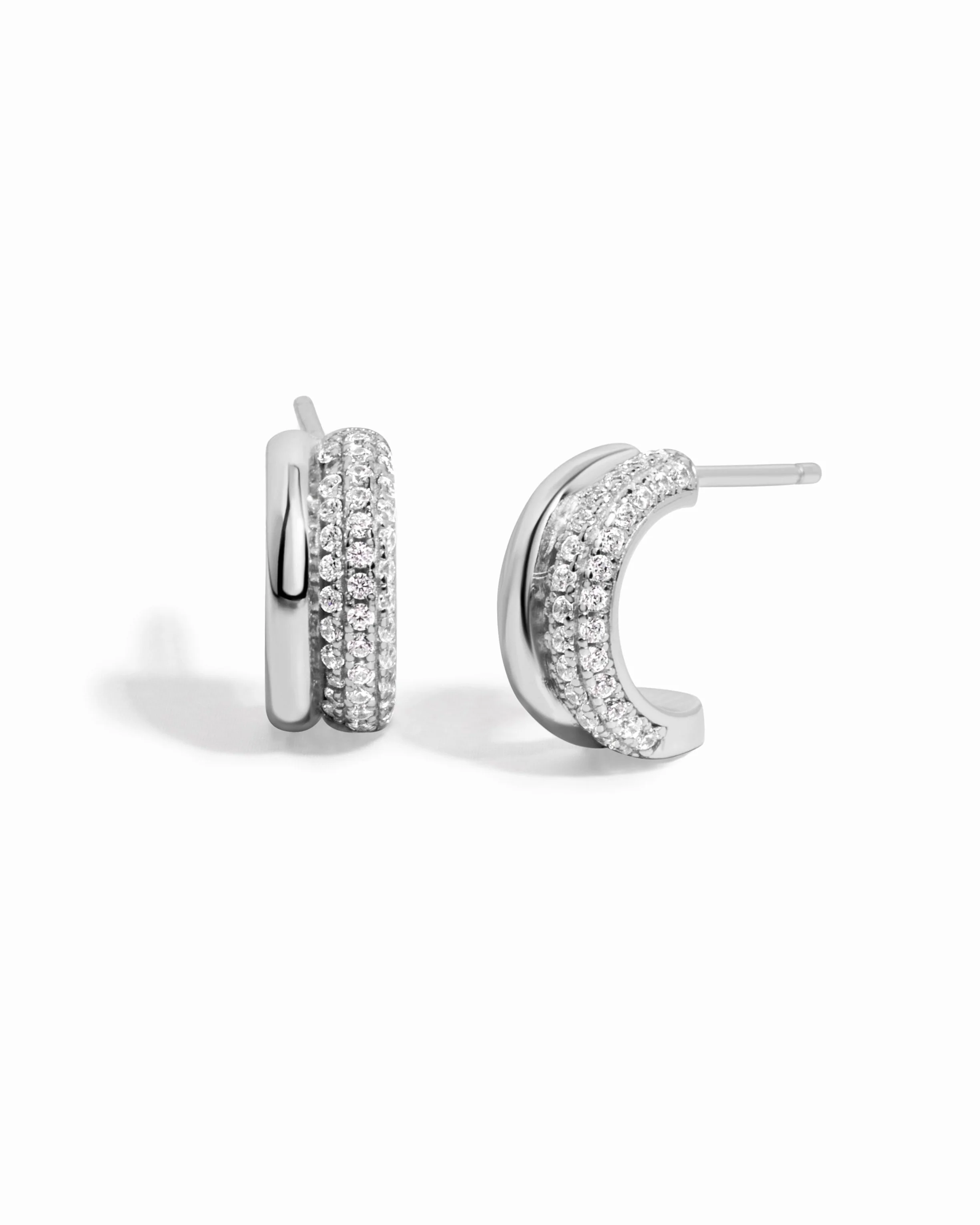 Pavé Double Hoop Earrings - Image 9
