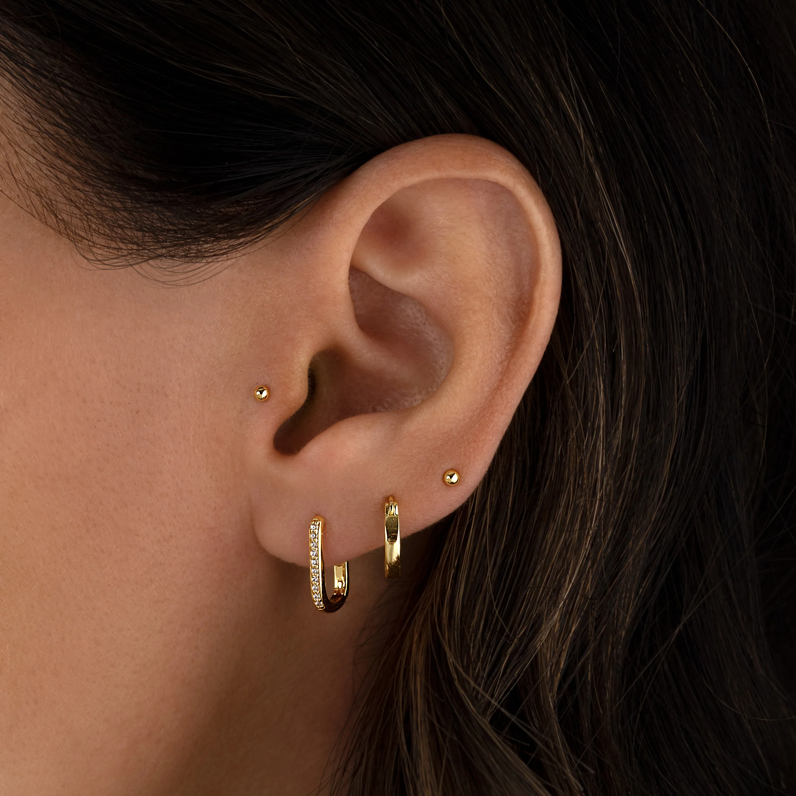 Pavé Square Huggie Hoops - Image 2