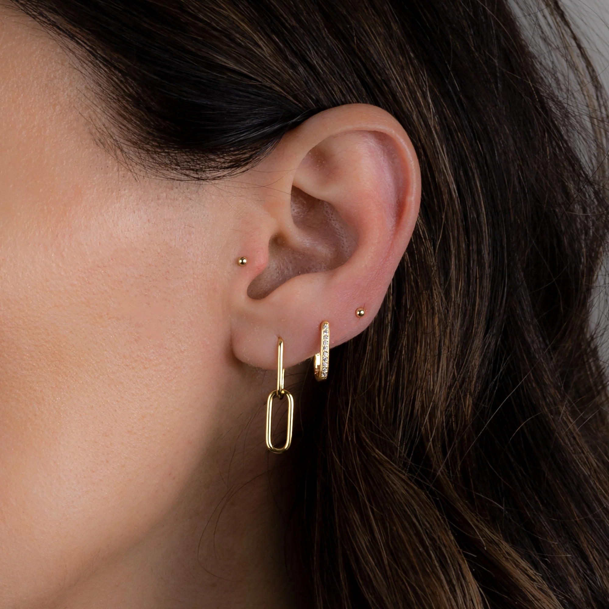 Pavé Square Huggie Hoops - Image 5