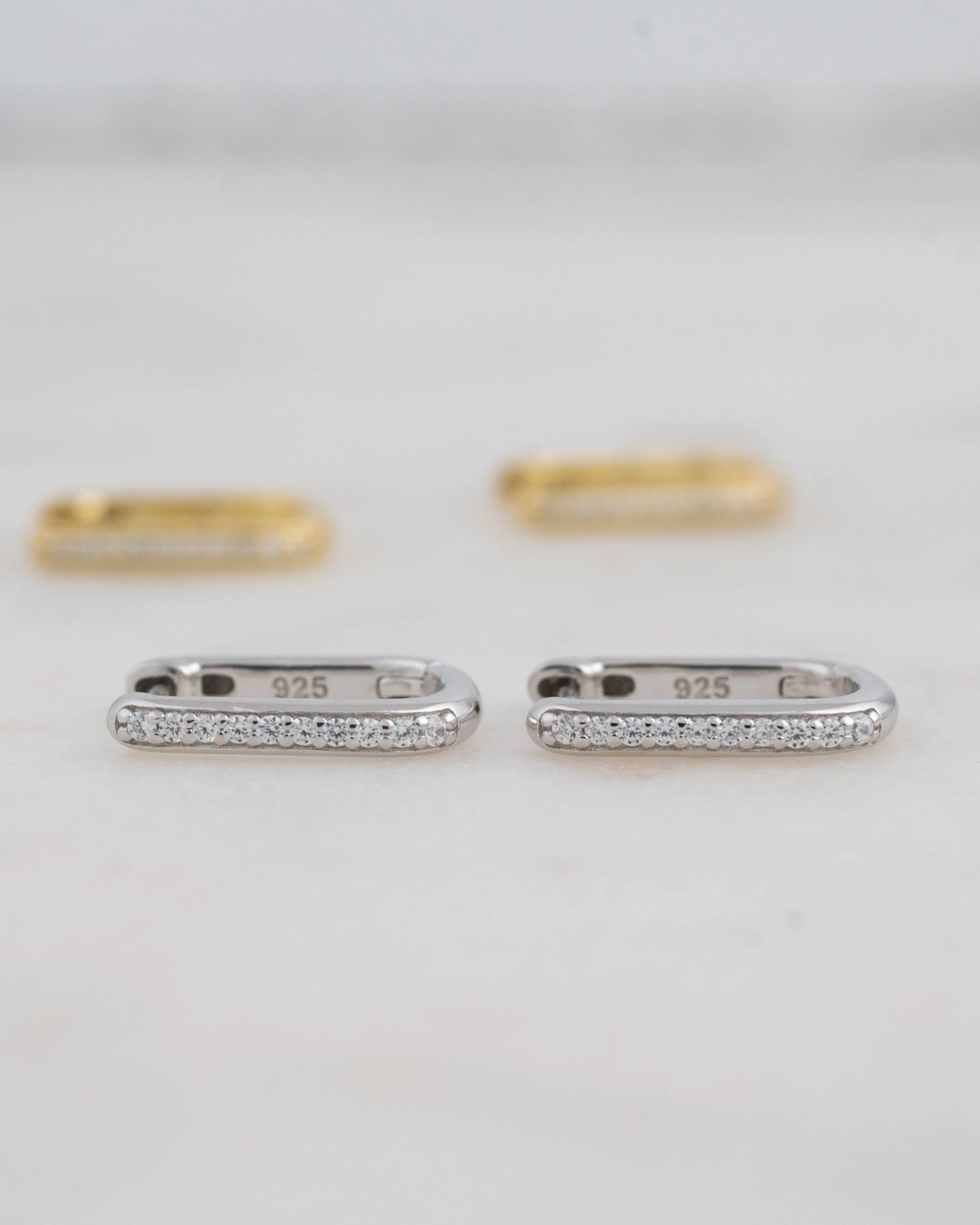 Pavé Square Huggie Hoops - Image 6