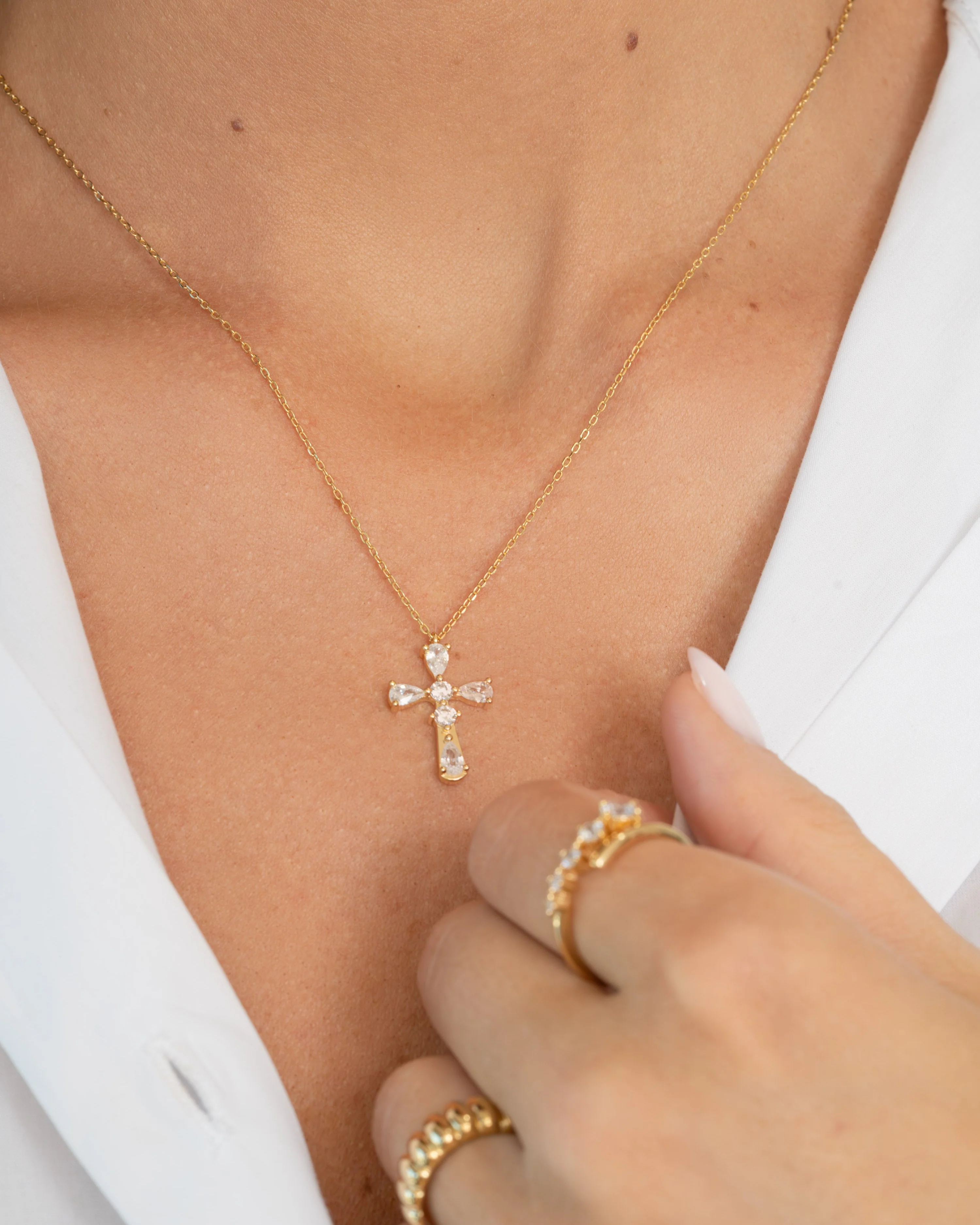 Pear Cut Cross Necklace - Image 4