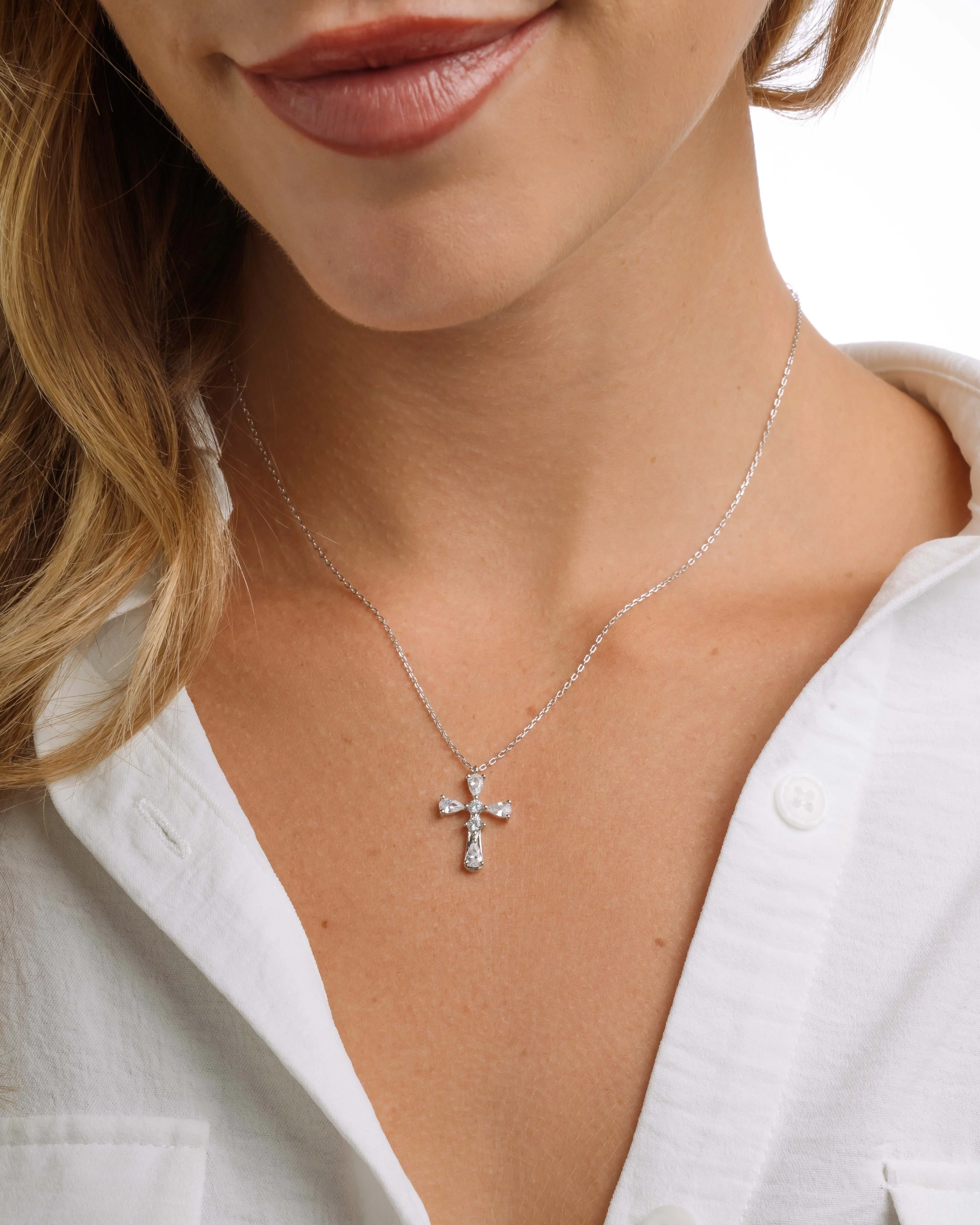 Pear Cut Cross Necklace - Image 7