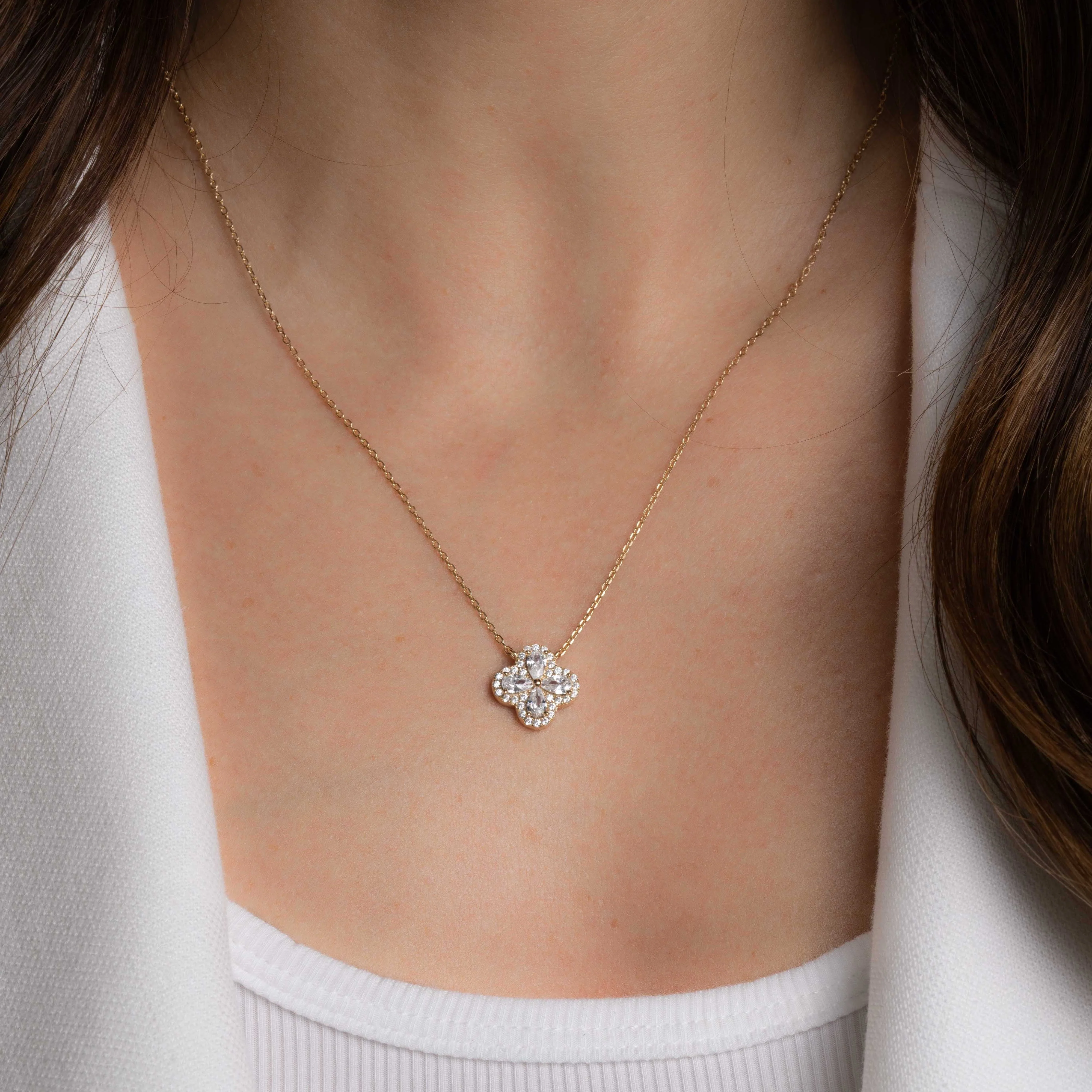 Pear Four Leaf Clover Necklace - Image 2