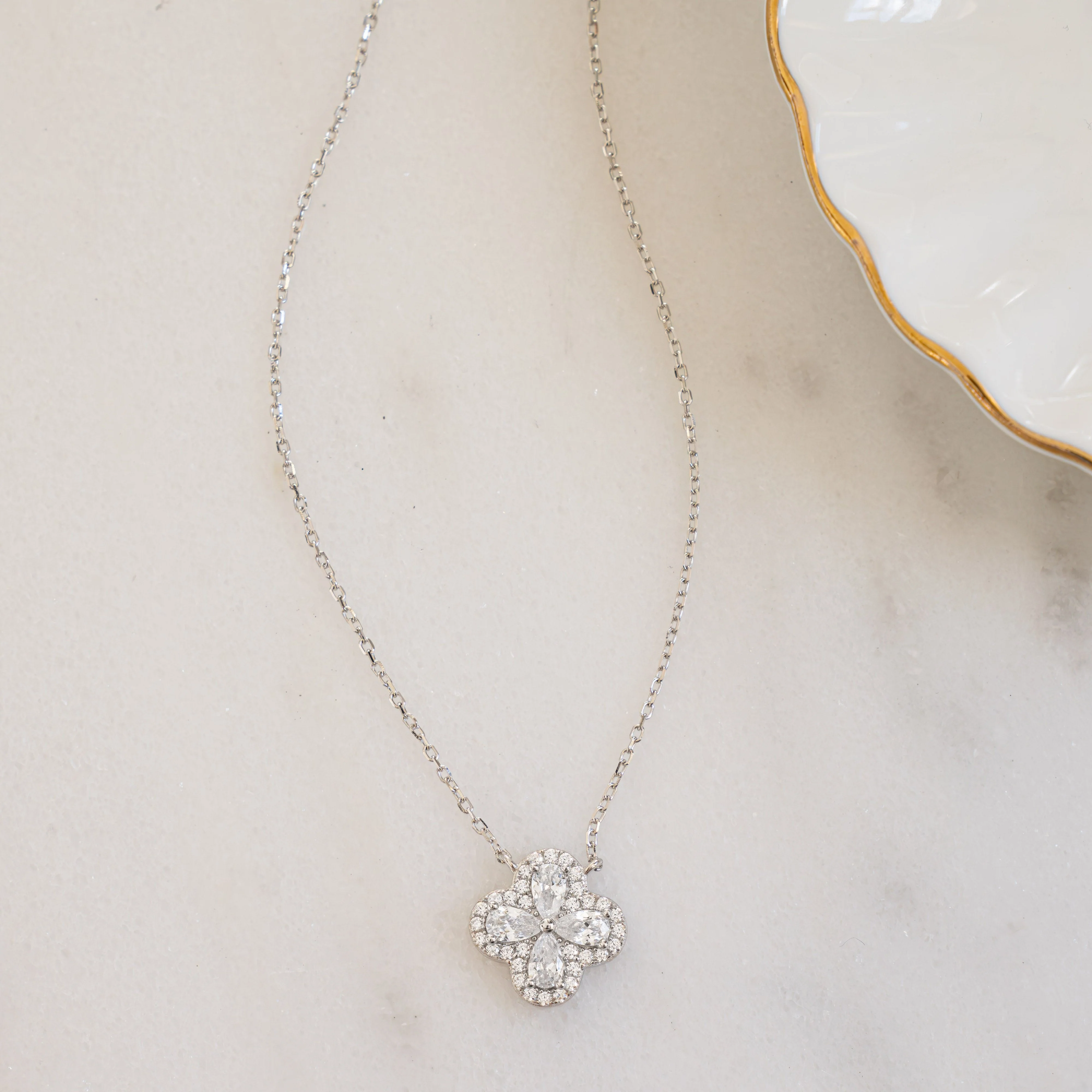 Pear Four Leaf Clover Necklace - Image 3