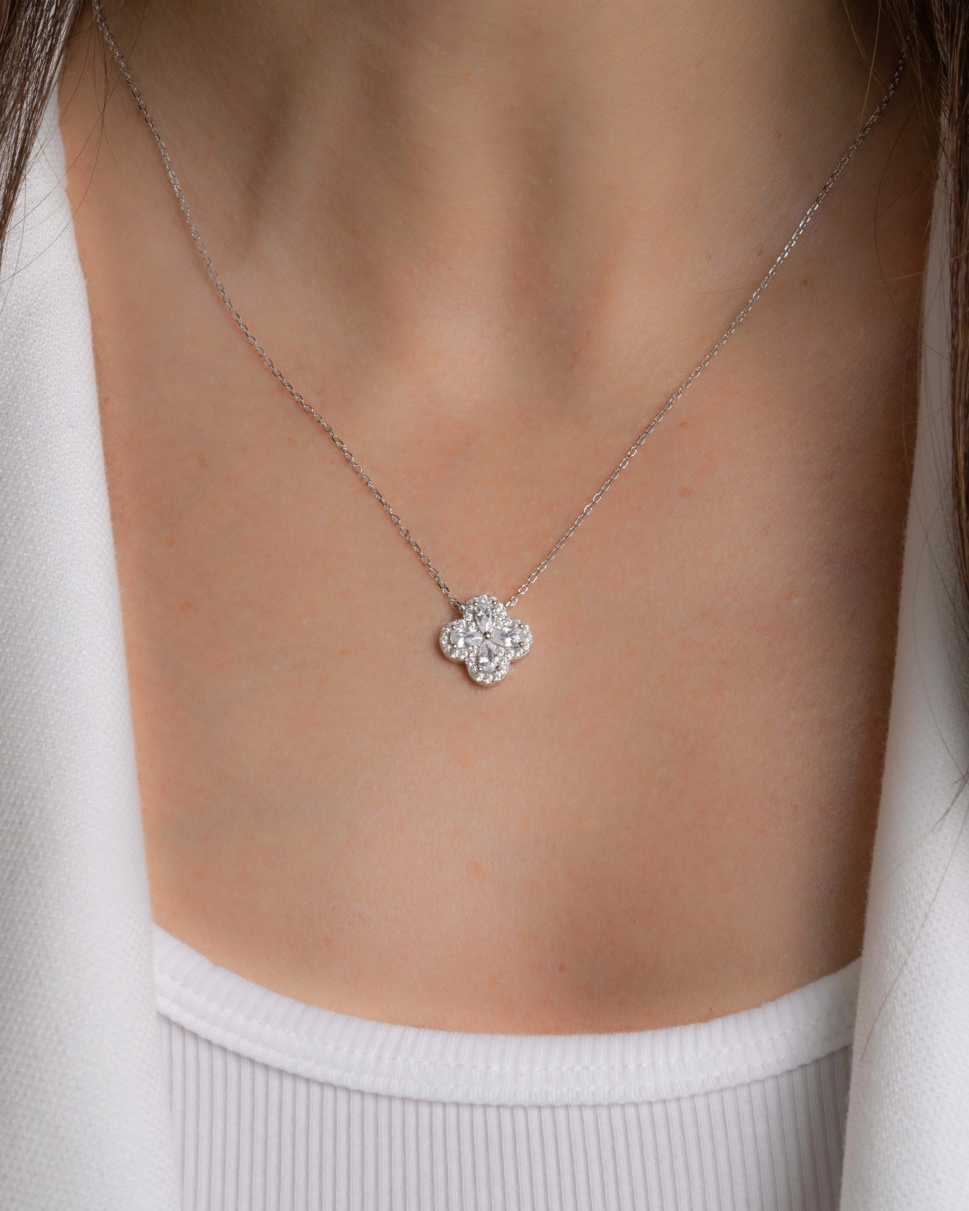 Pear Four Leaf Clover Necklace - Image 4