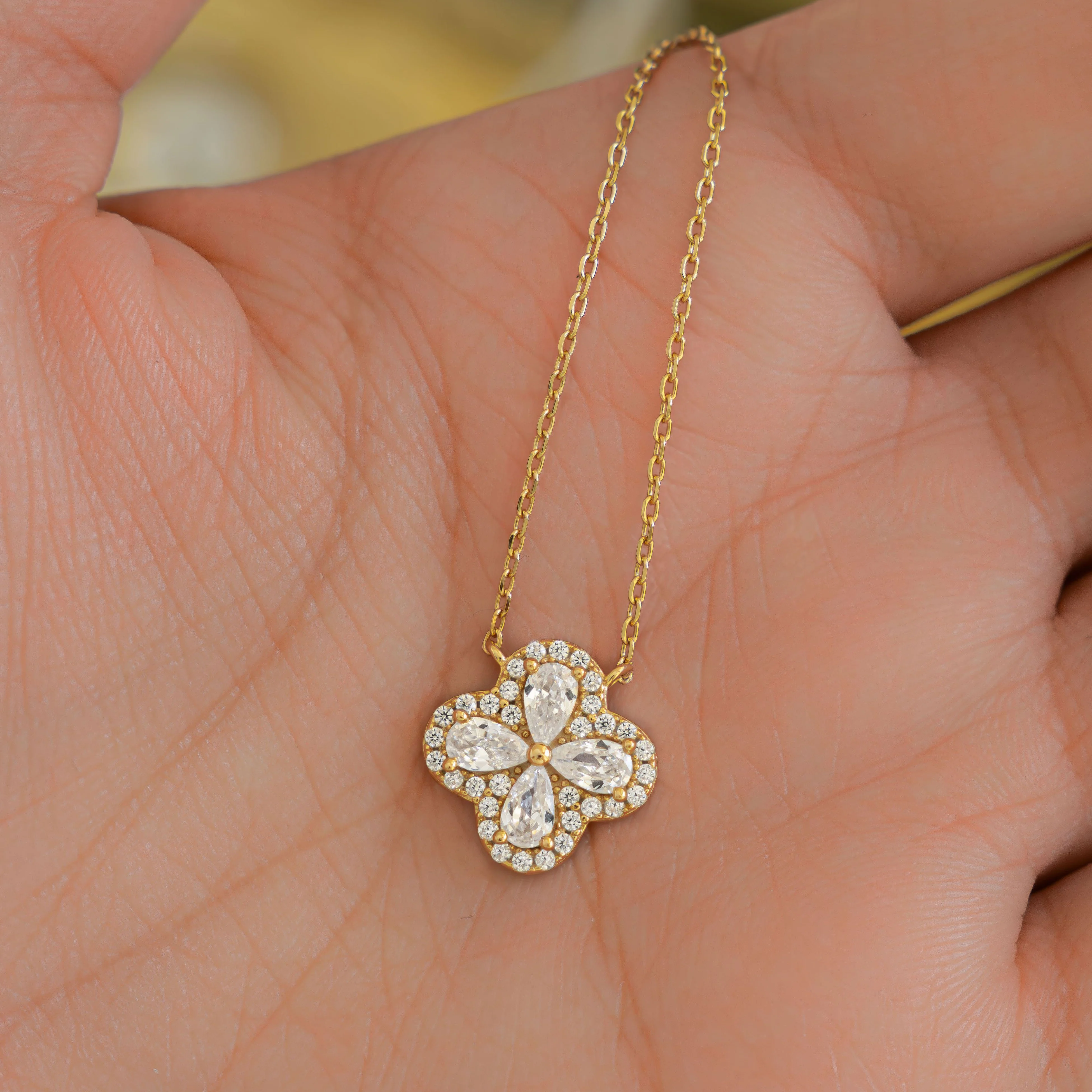 Pear Four Leaf Clover Necklace - Image 7