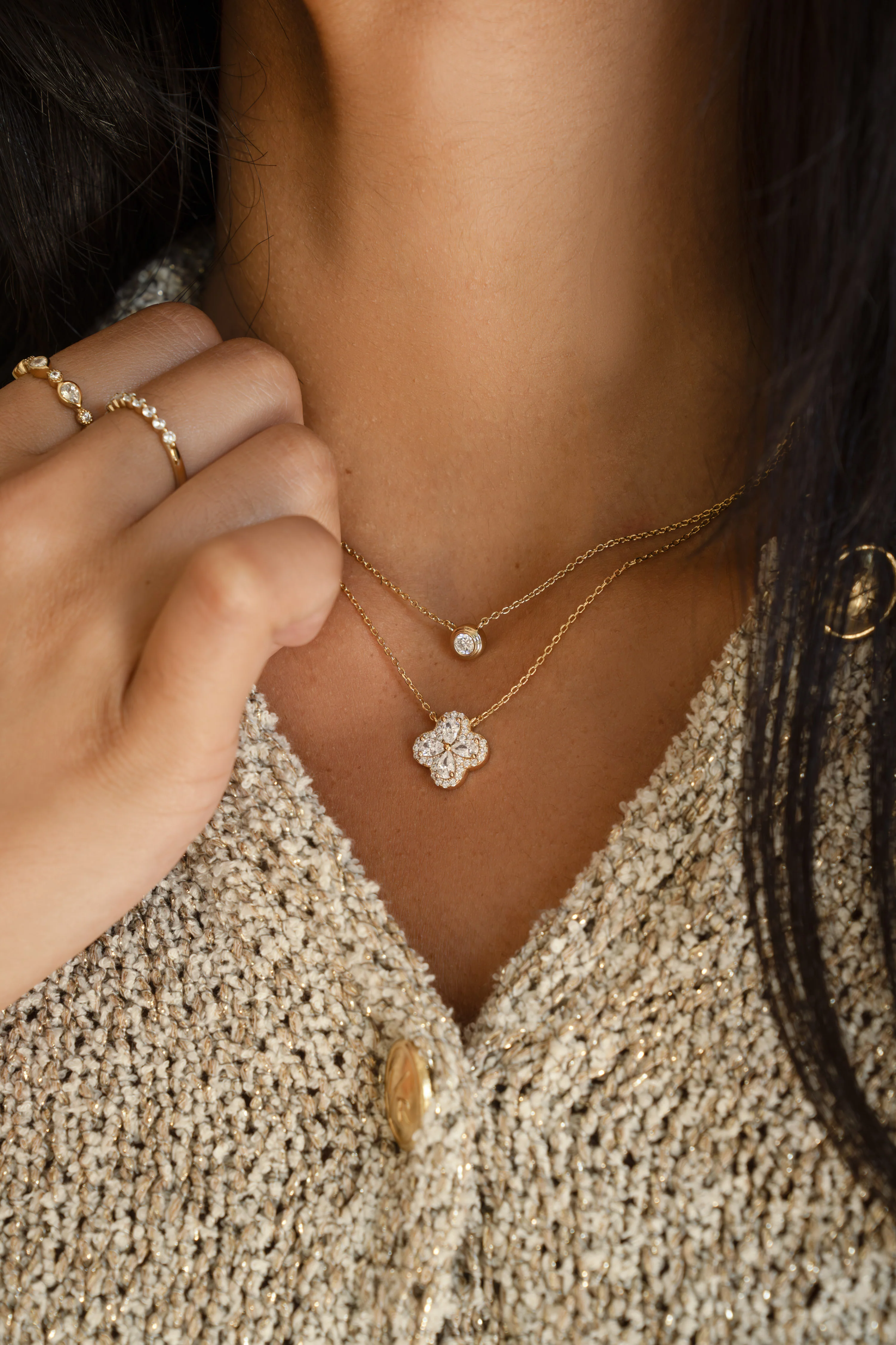 Pear Four Leaf Clover Necklace - Image 8
