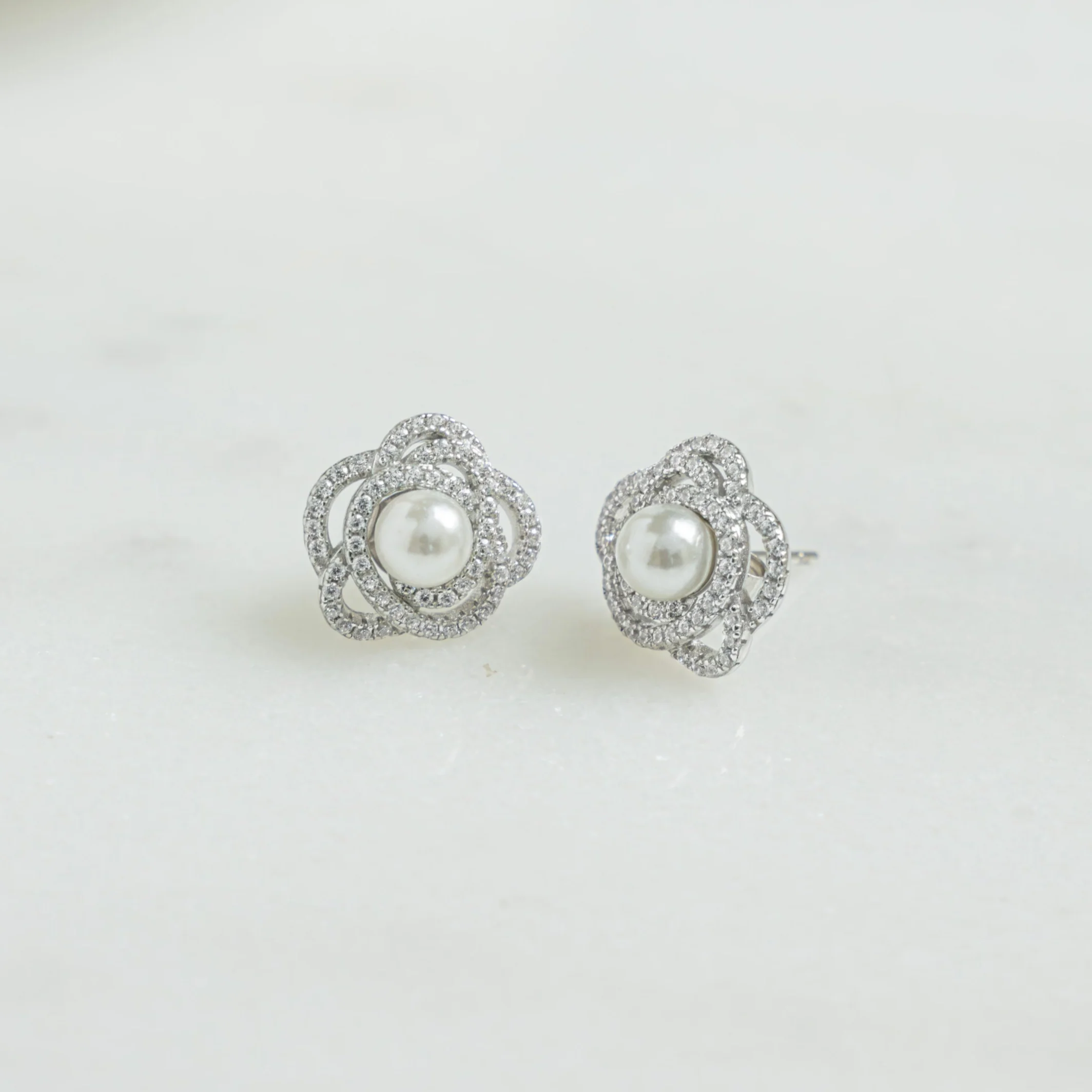 Pearl Flower Statement Studs - Image 3