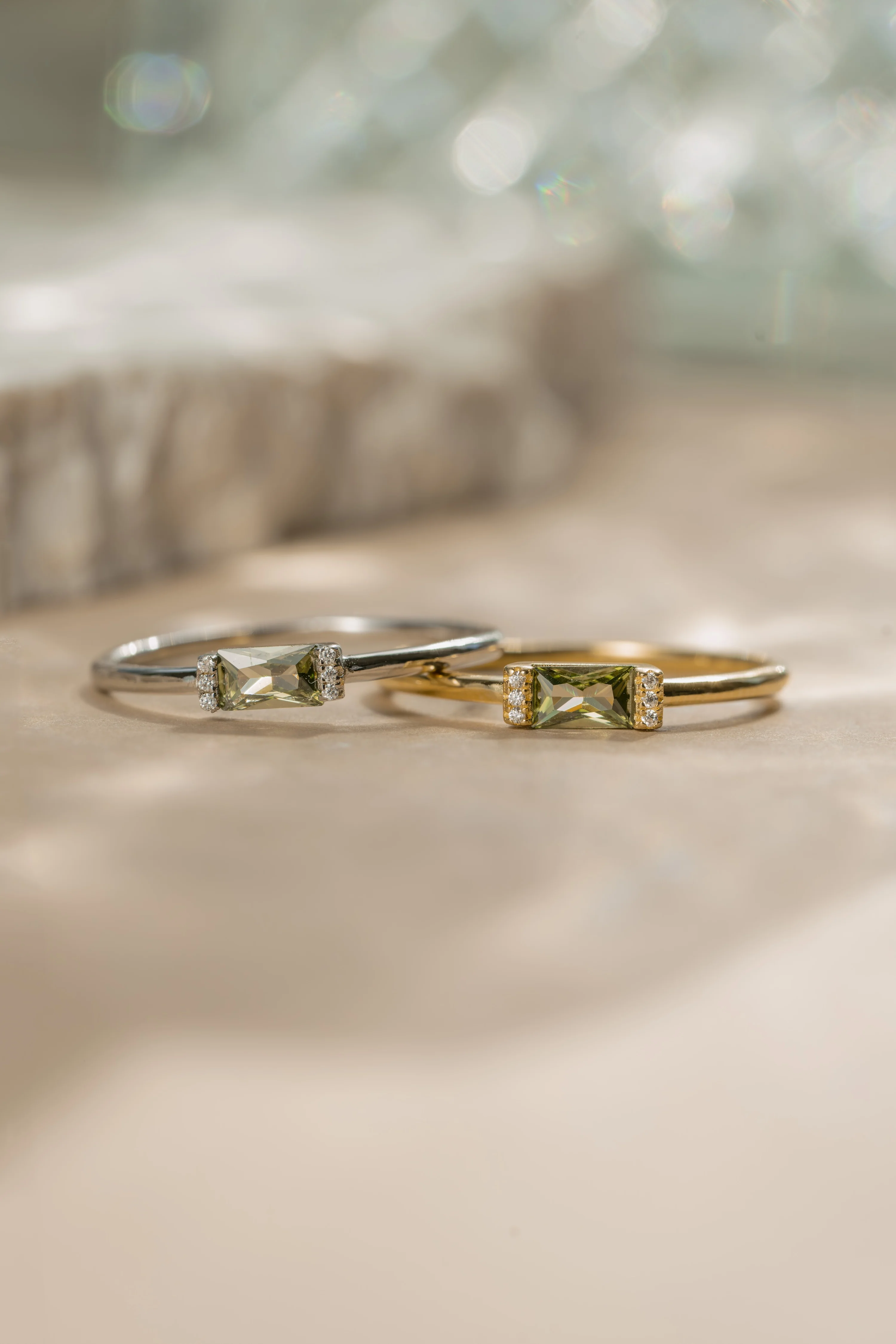 Peridot Simple Baguette Ring - Image 3