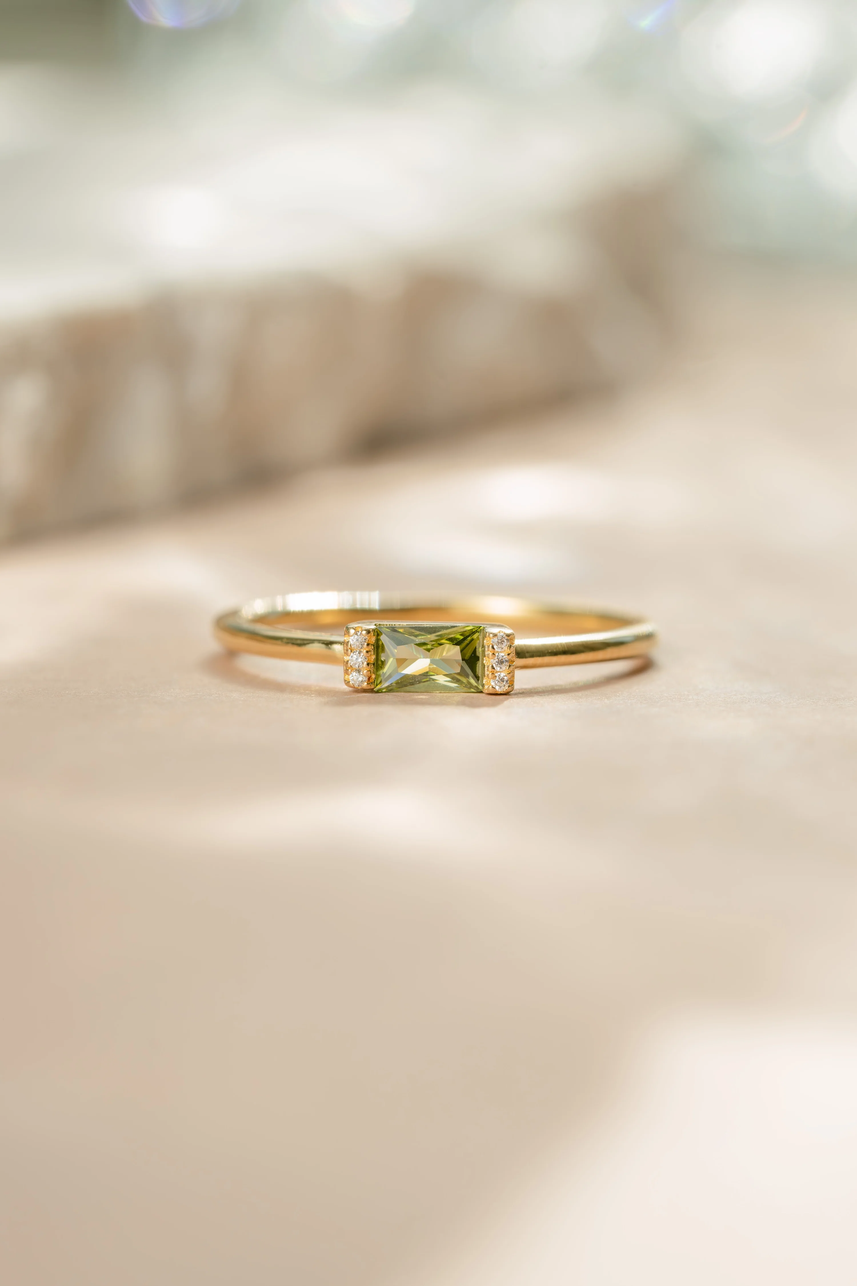 Peridot Simple Baguette Ring - Image 5