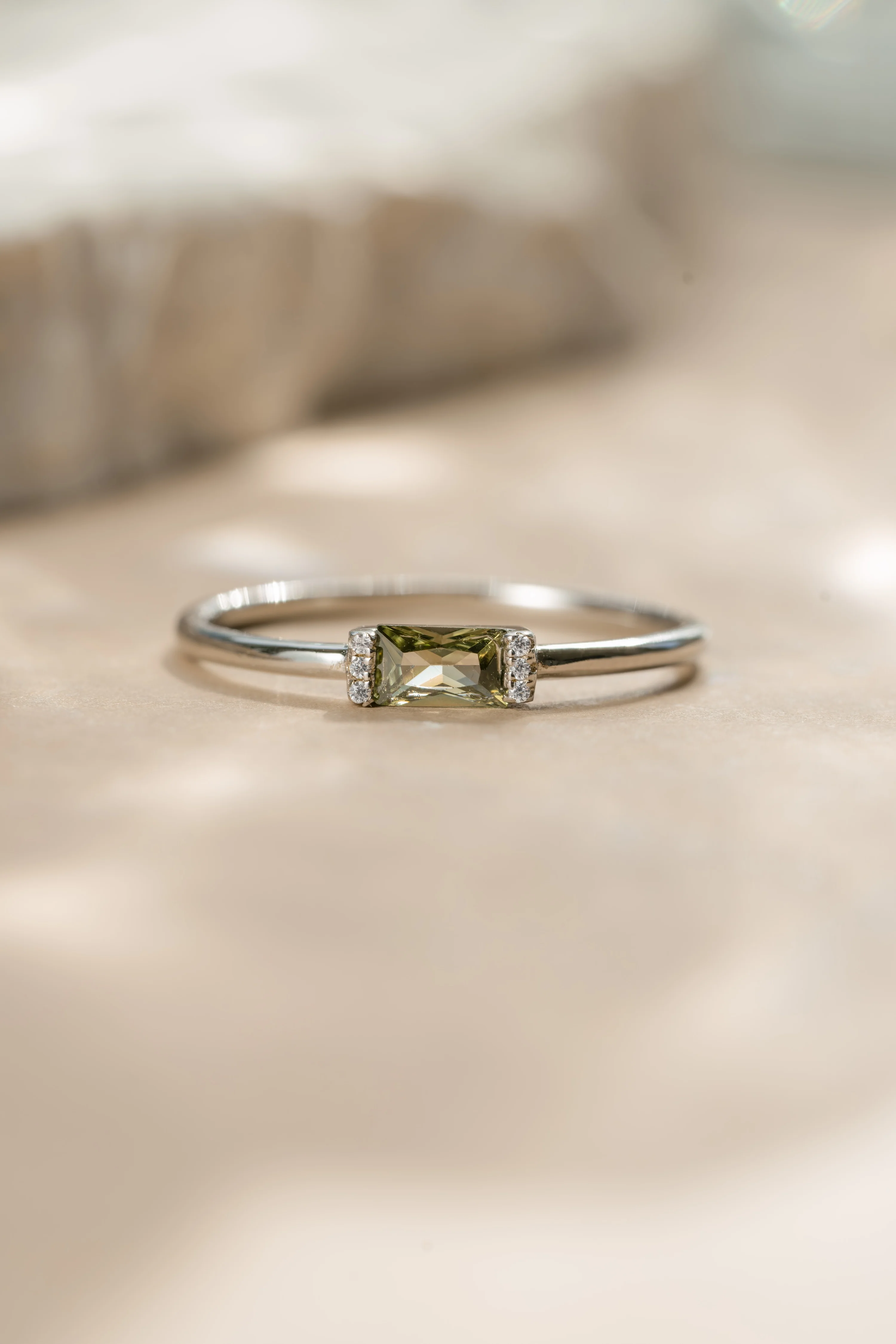 Peridot Simple Baguette Ring - Image 8