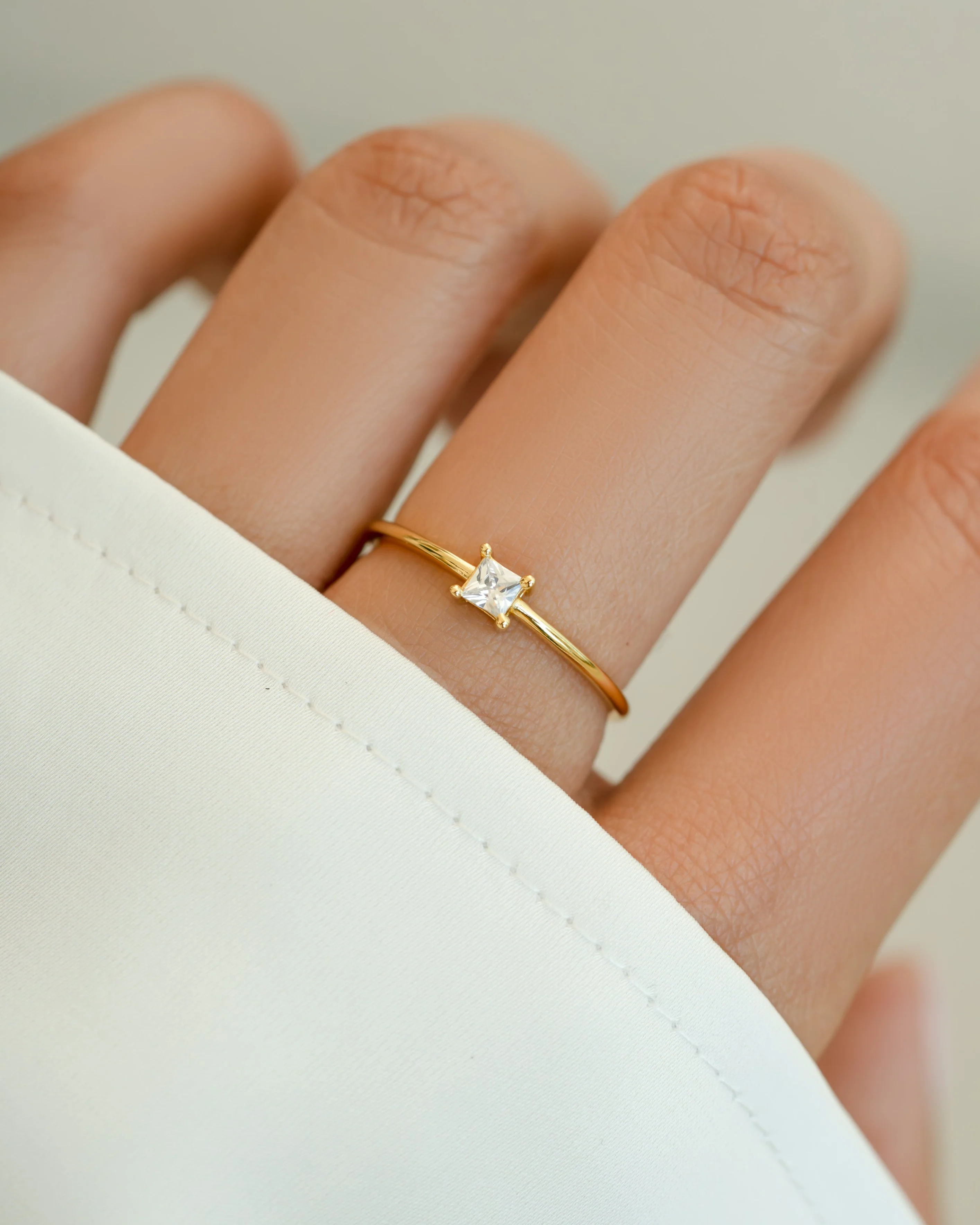Princess Cut Dainty Ring - Image 2