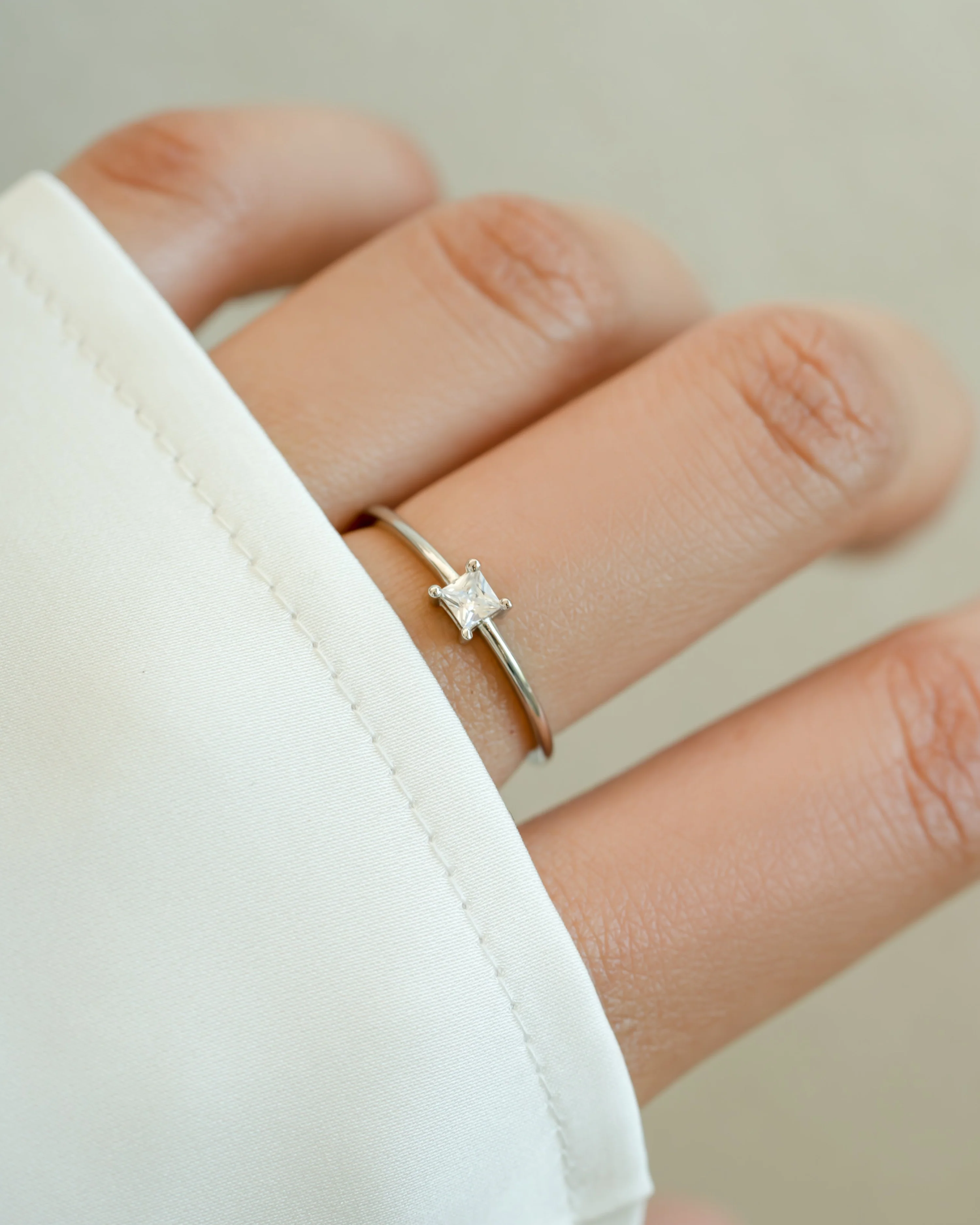 Princess Cut Dainty Ring - Image 4