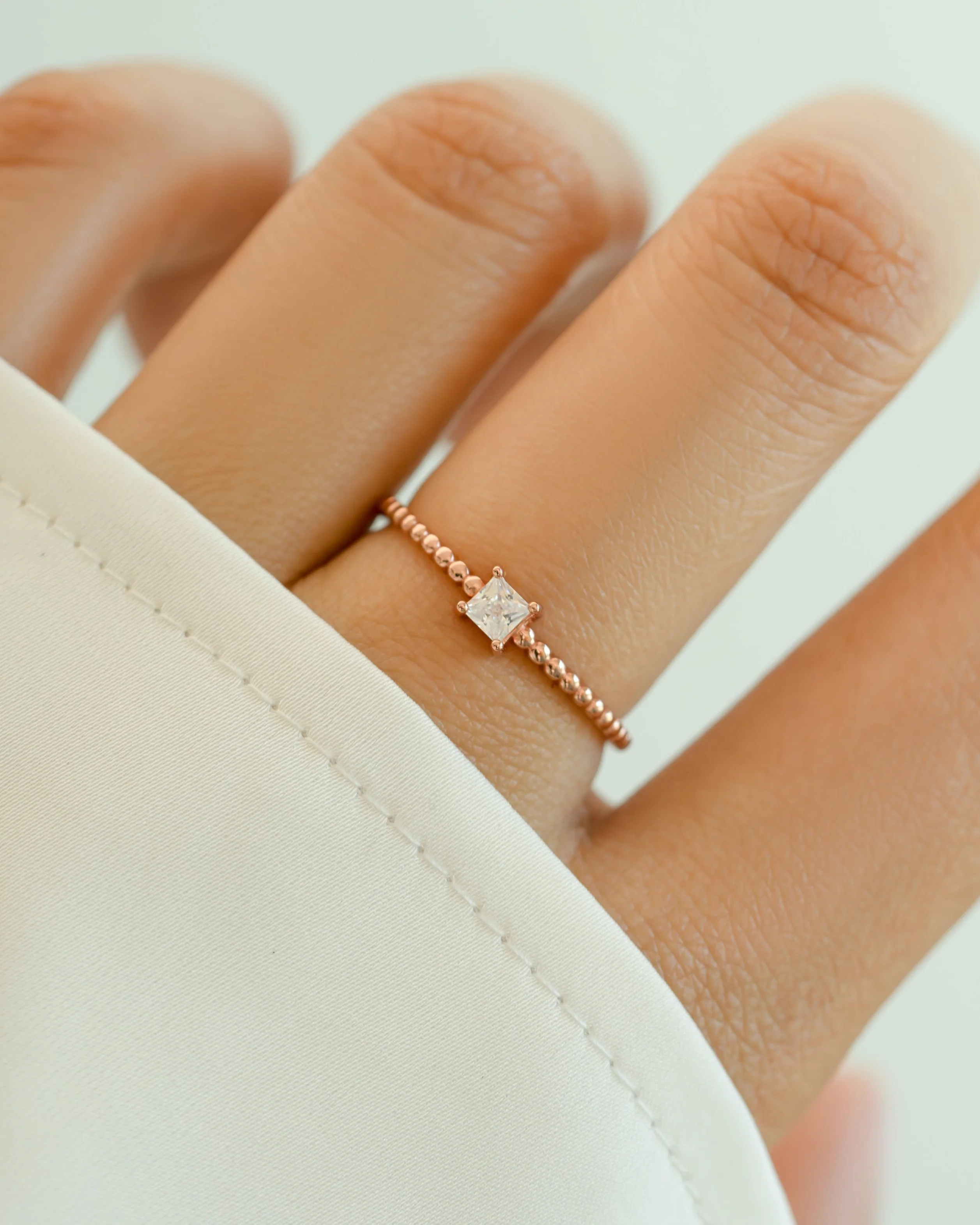 Princess Cut w Beaded Band - Image 6