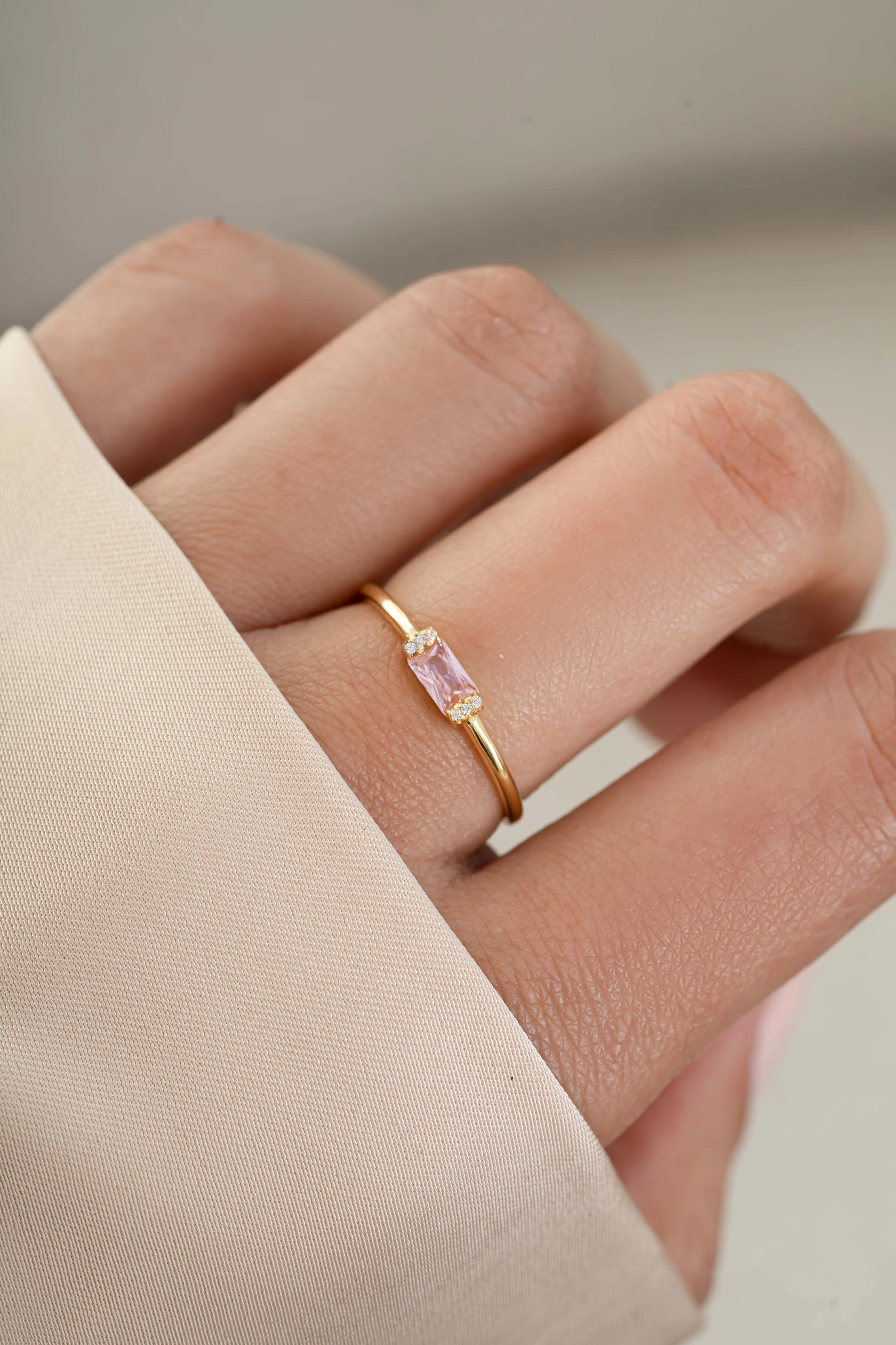 Rose Simple Baguette Ring - Image 2