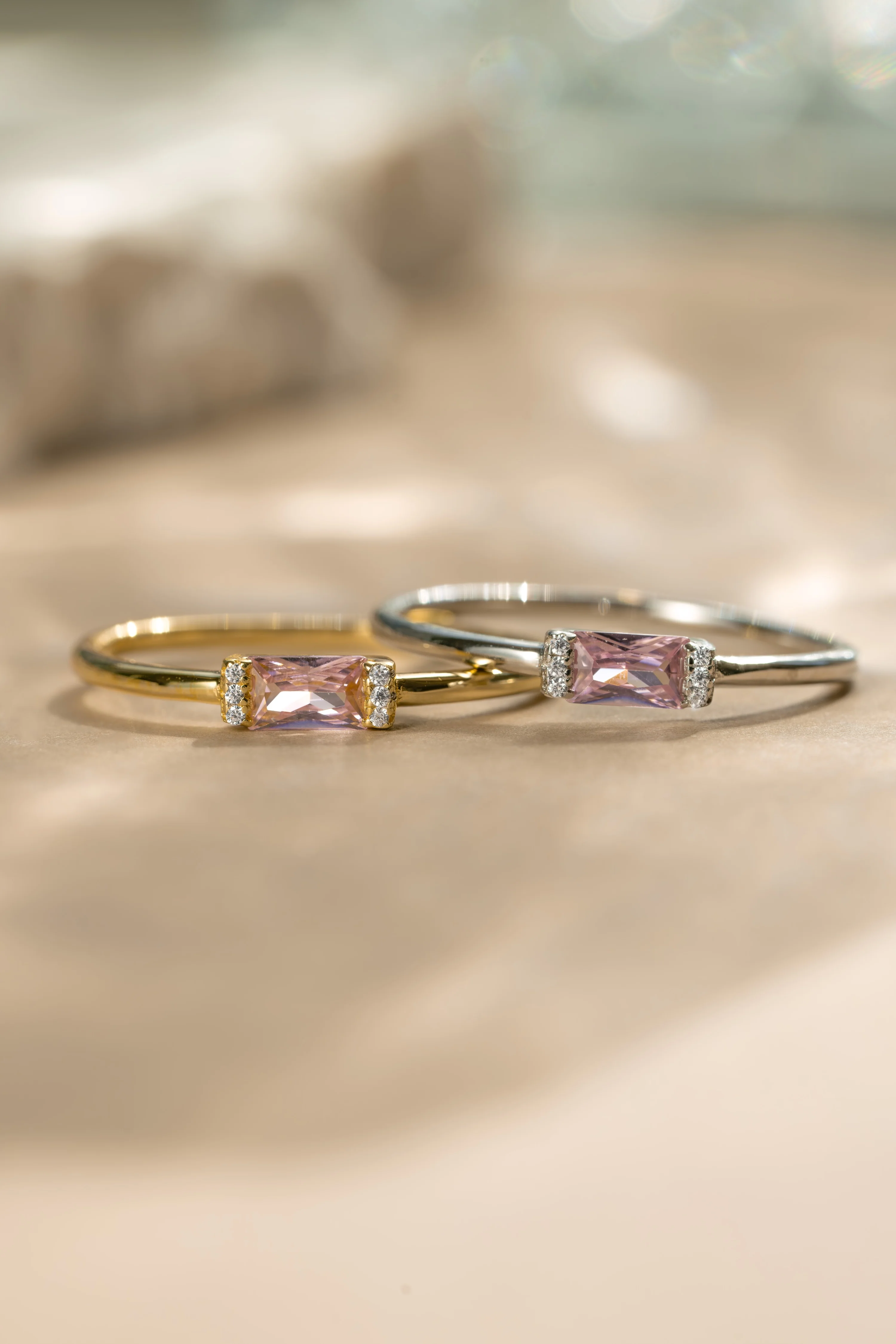 Rose Simple Baguette Ring - Image 3