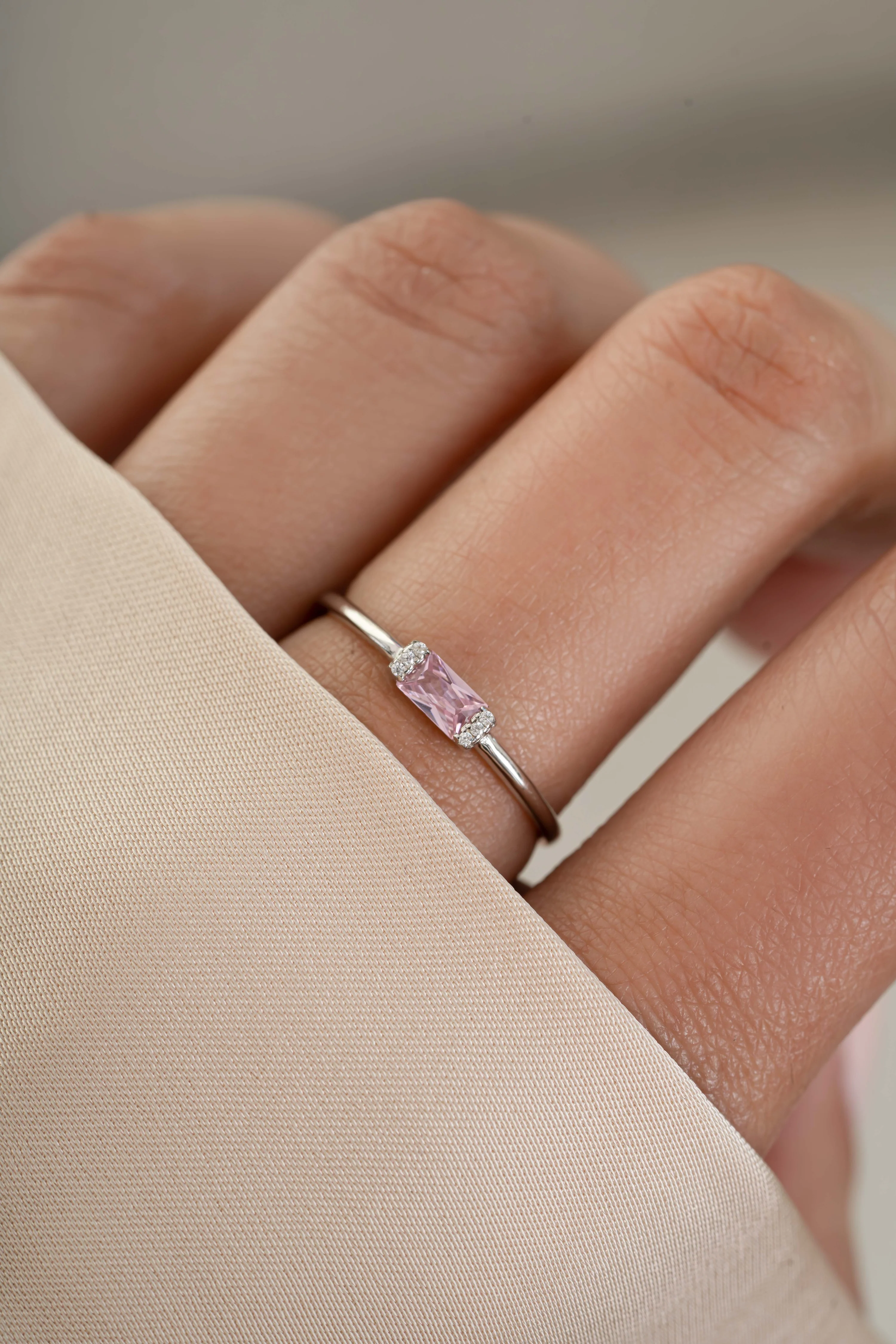 Rose Simple Baguette Ring - Image 4