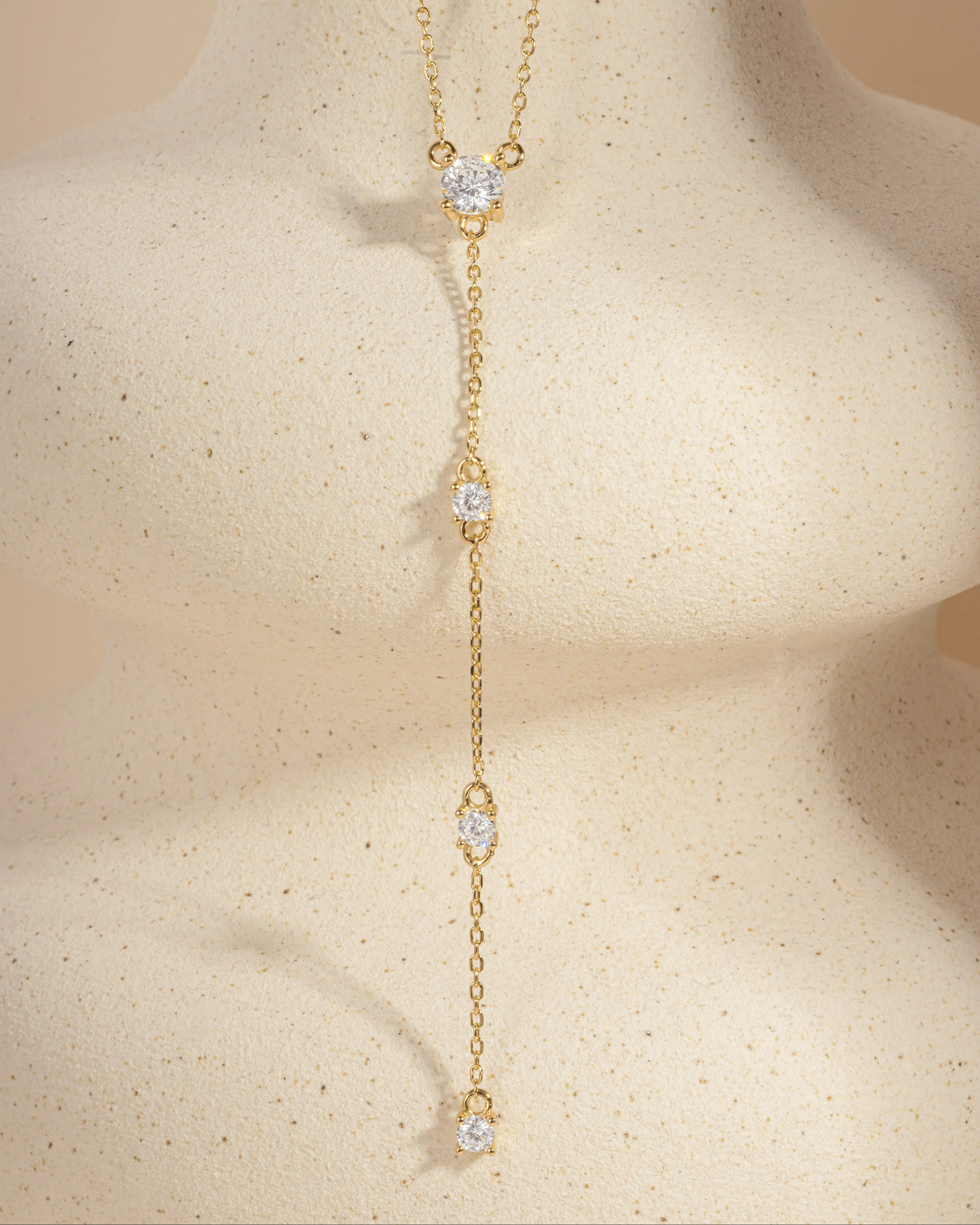Round Diamond Lariat Necklace - Image 5