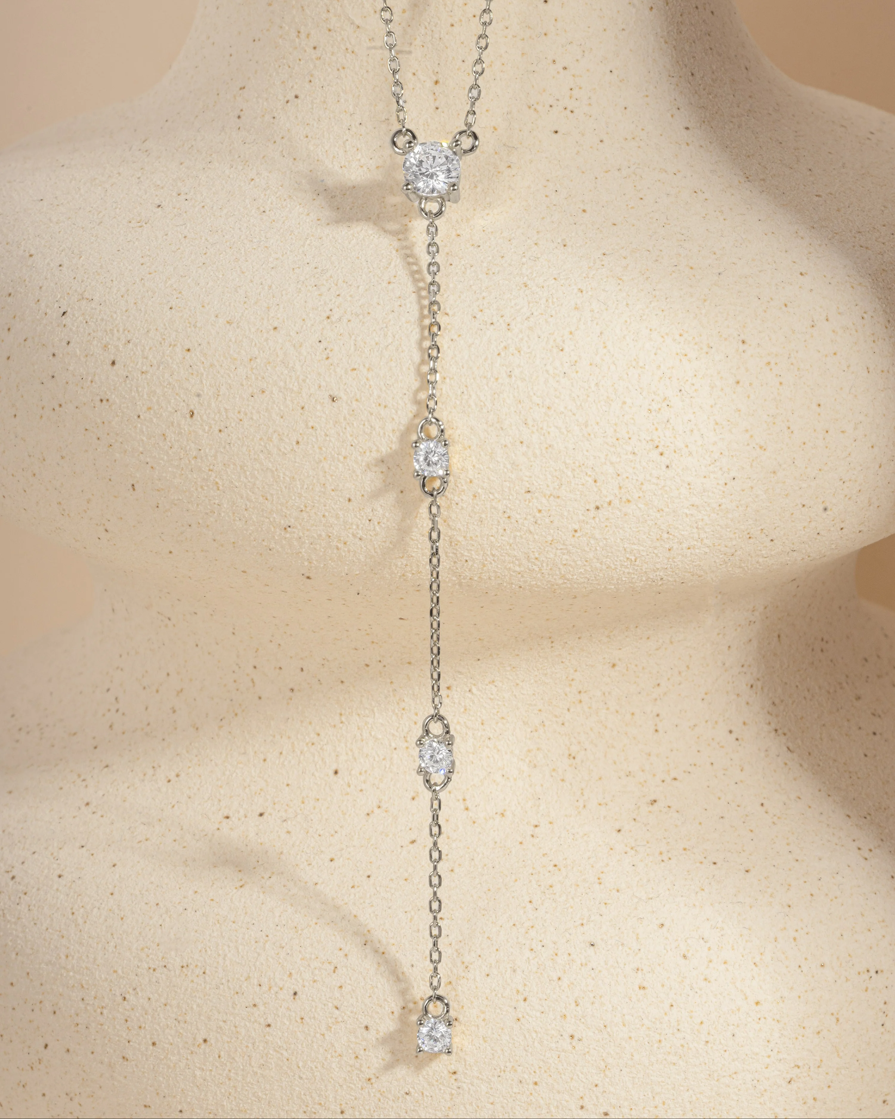 Round Diamond Lariat Necklace - Image 7