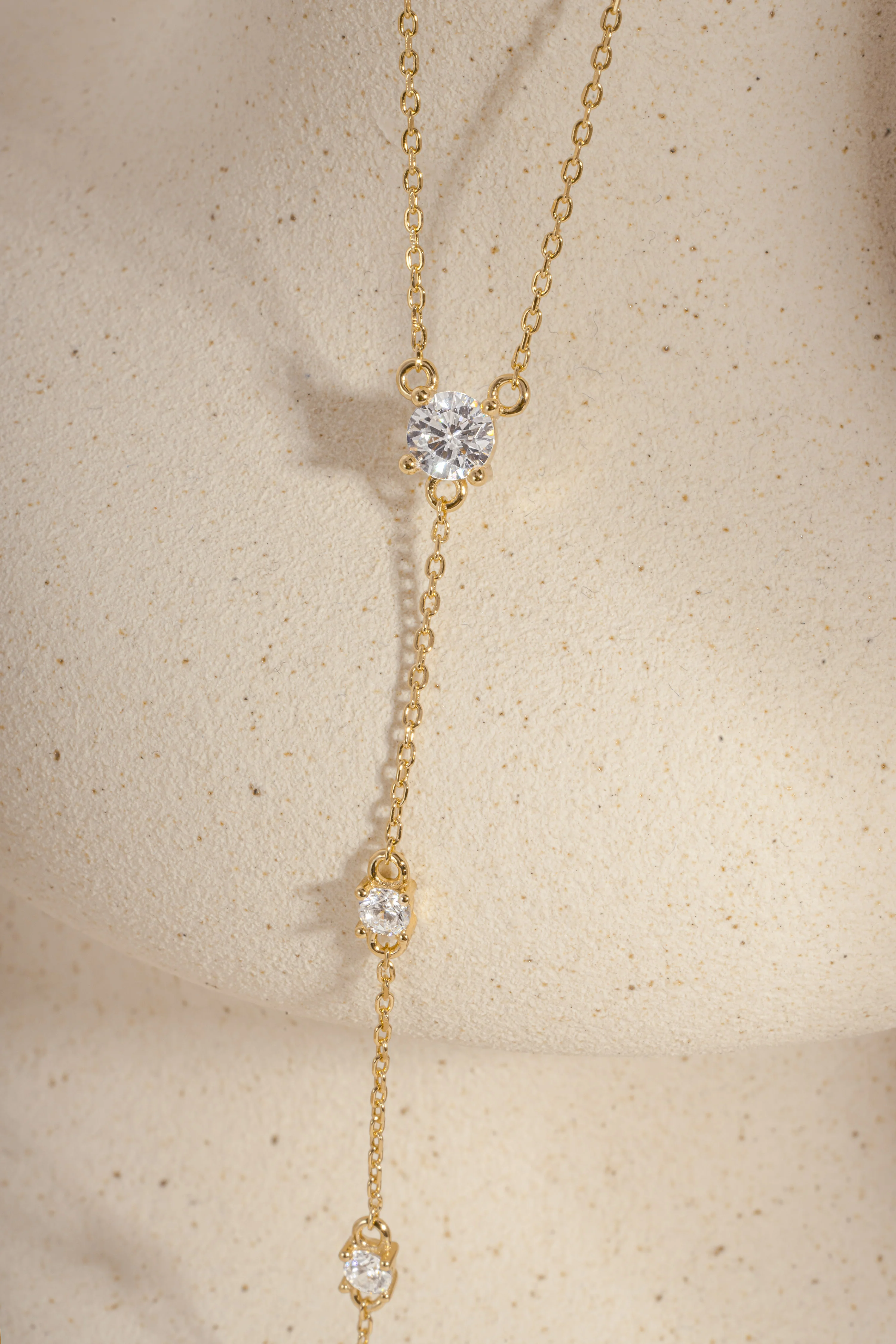 Round Diamond Lariat Necklace - Image 8