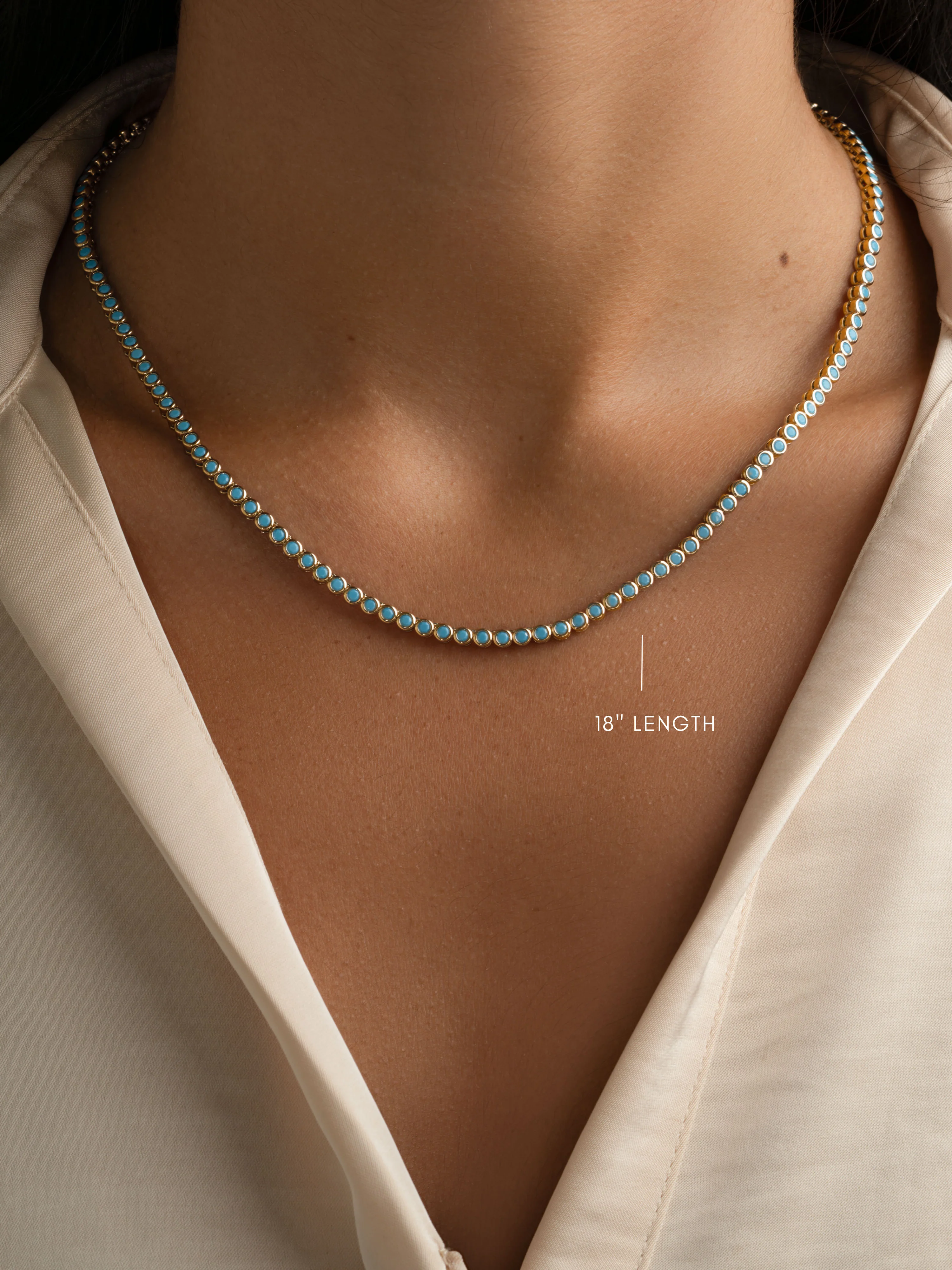 Round Turquoise Tennis Necklace - Image 10