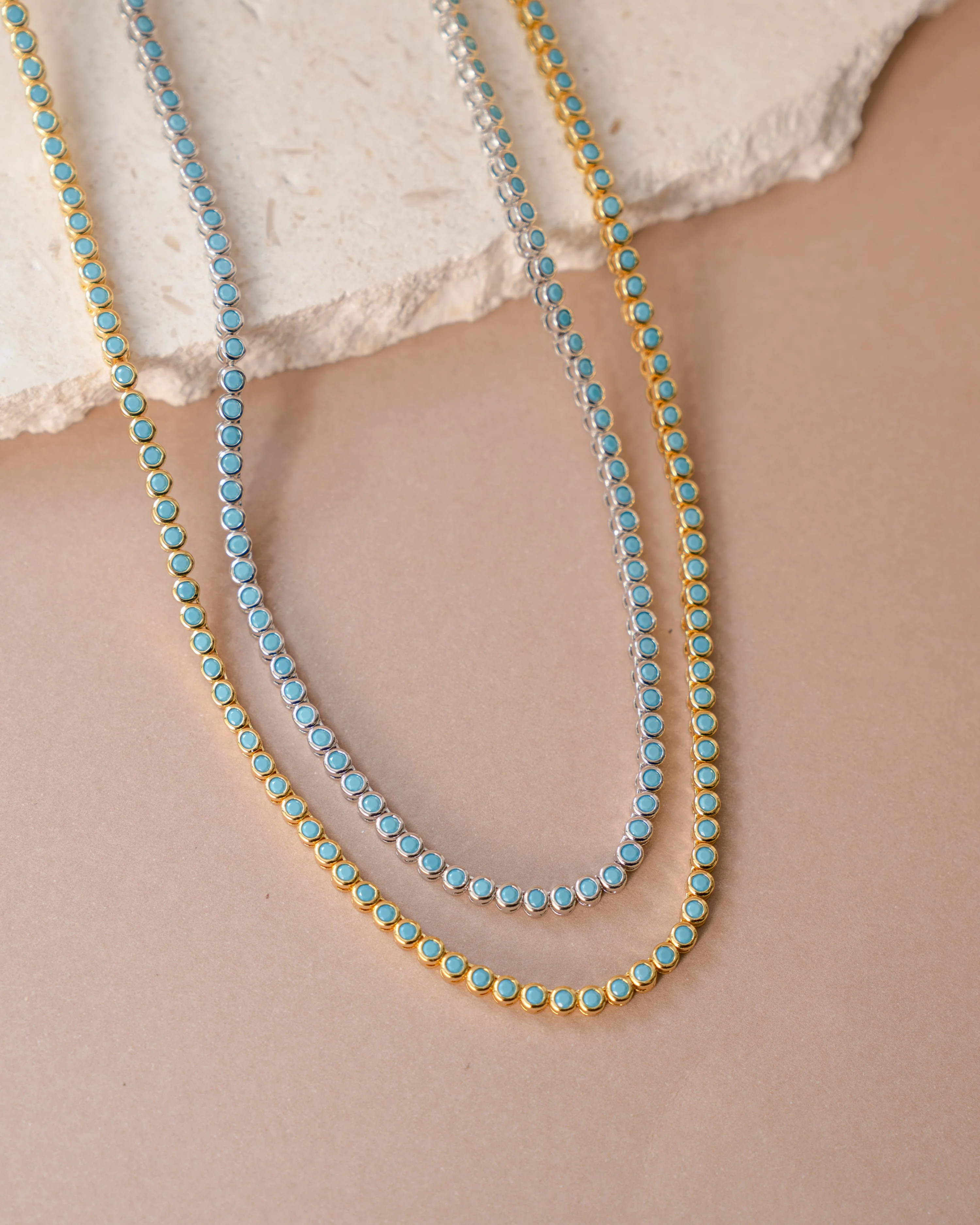 Round Turquoise Tennis Necklace - Image 3