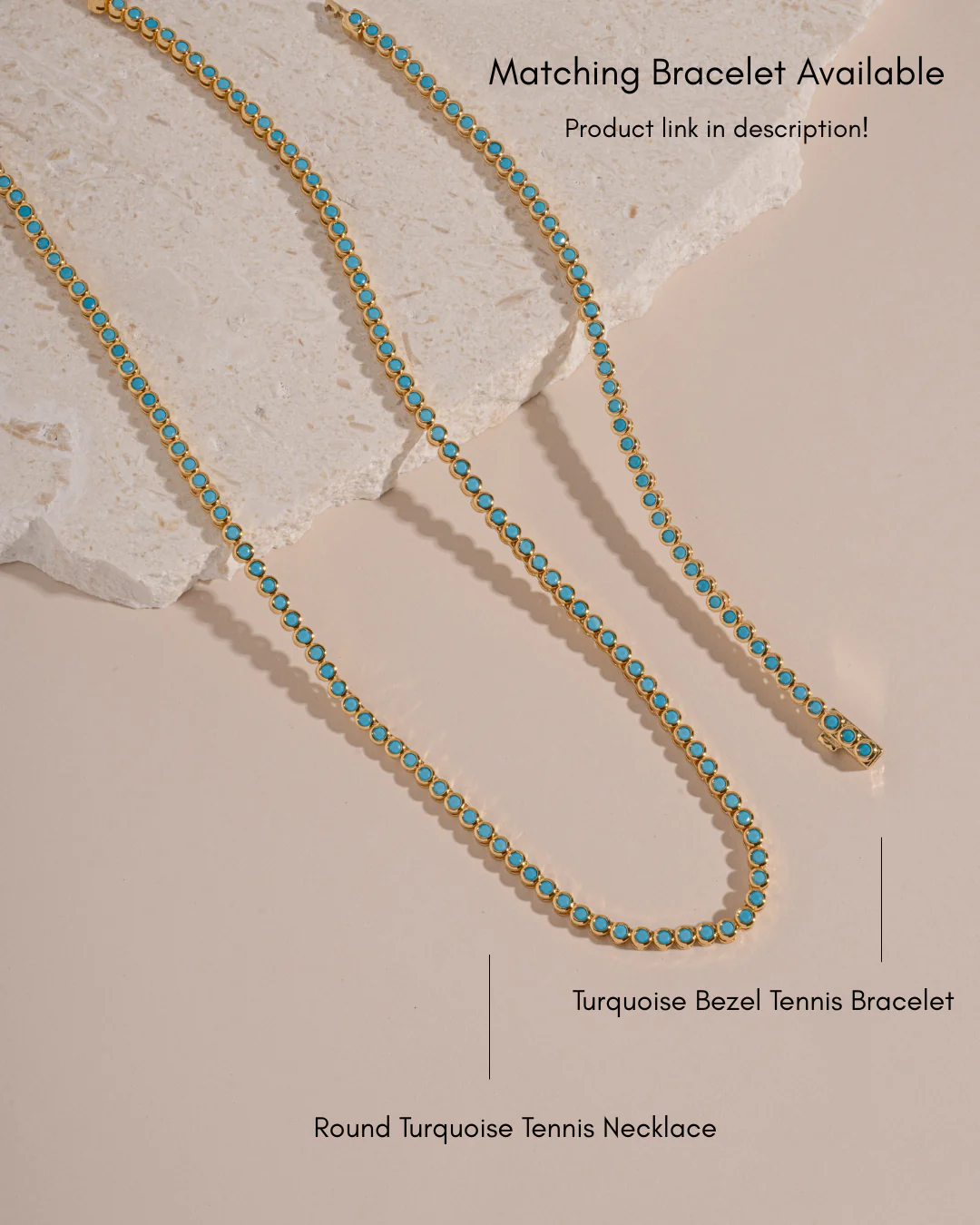 Round Turquoise Tennis Necklace - Image 5