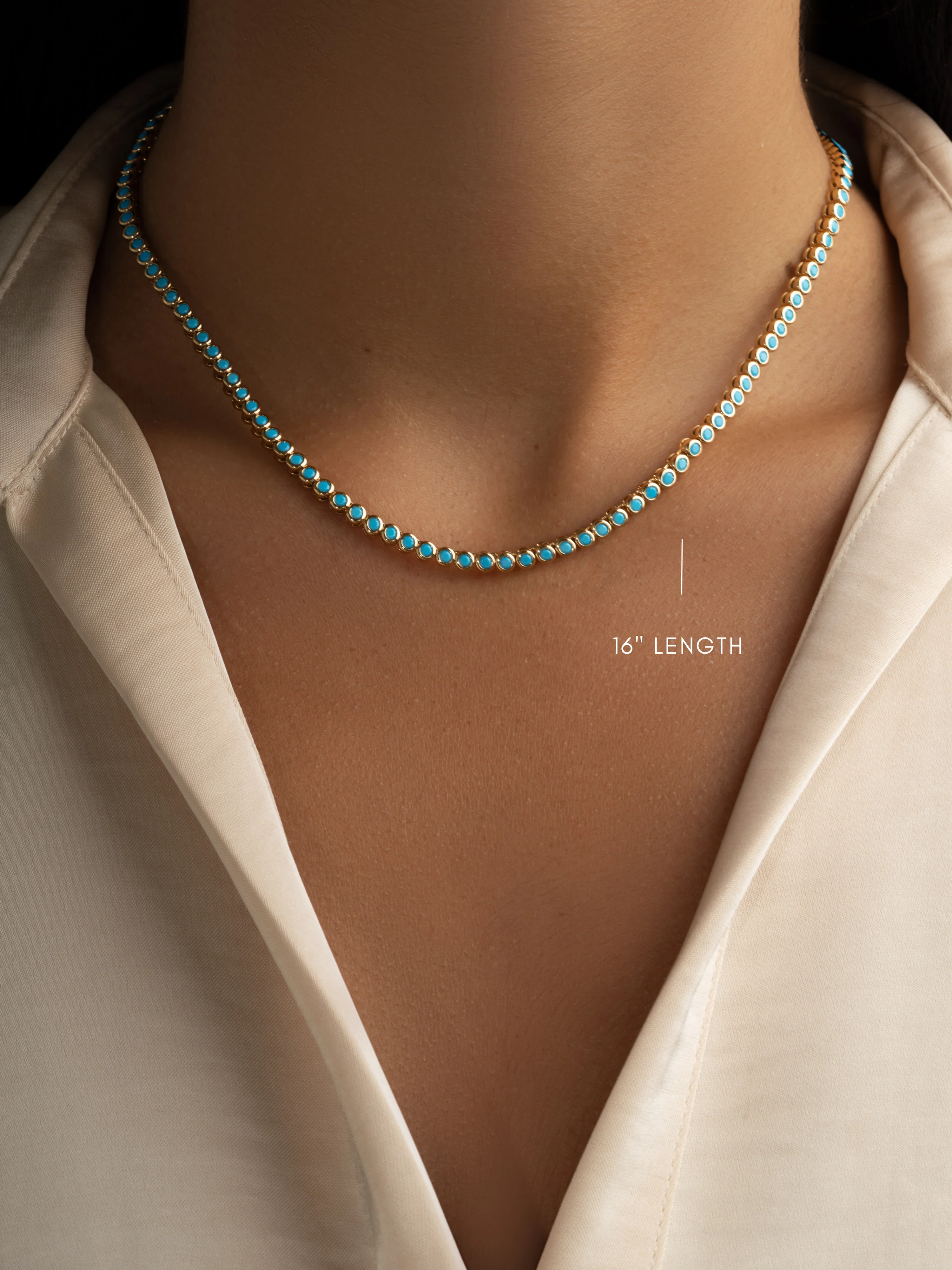 Round Turquoise Tennis Necklace - Image 6