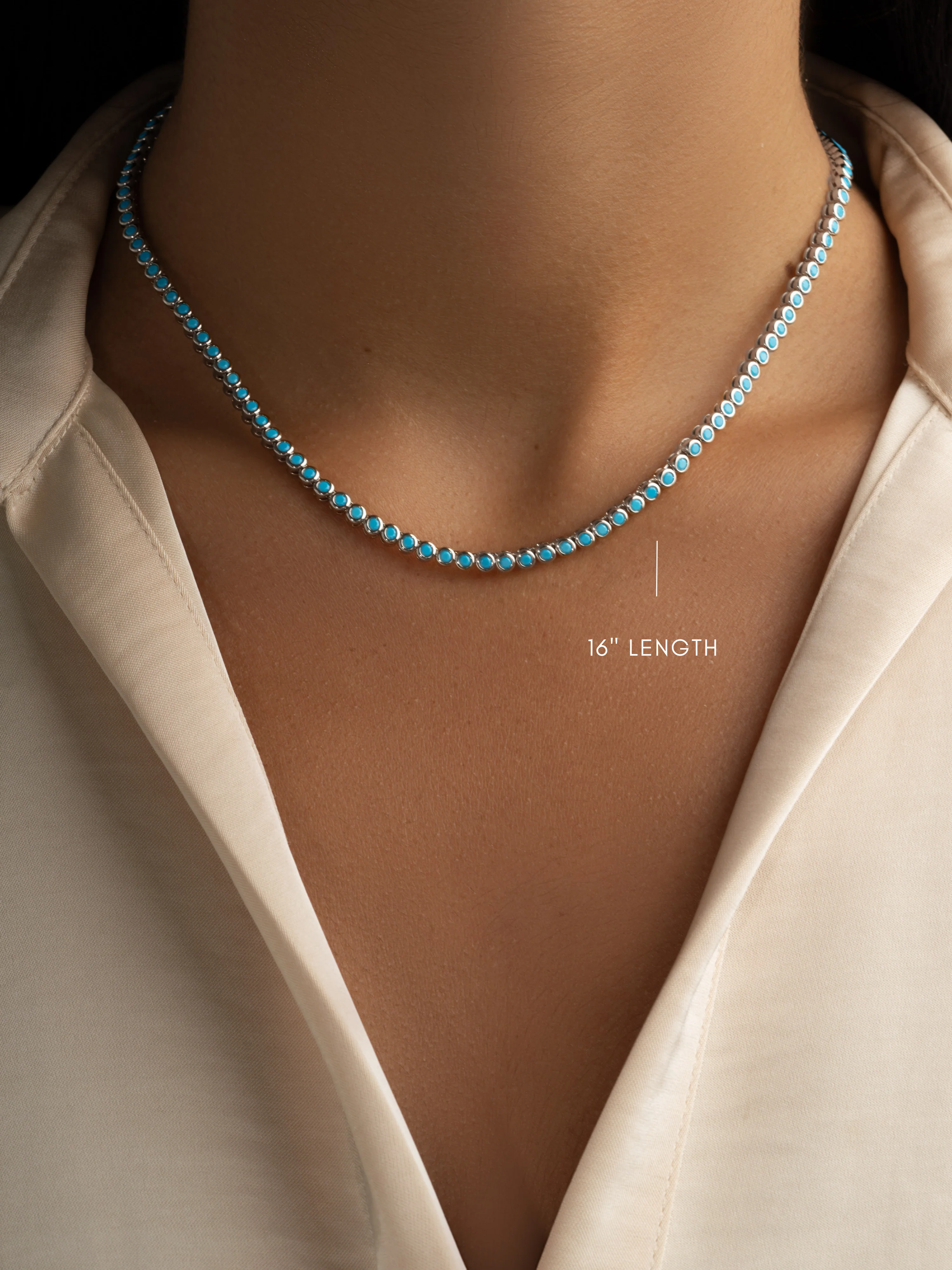 Round Turquoise Tennis Necklace - Image 8