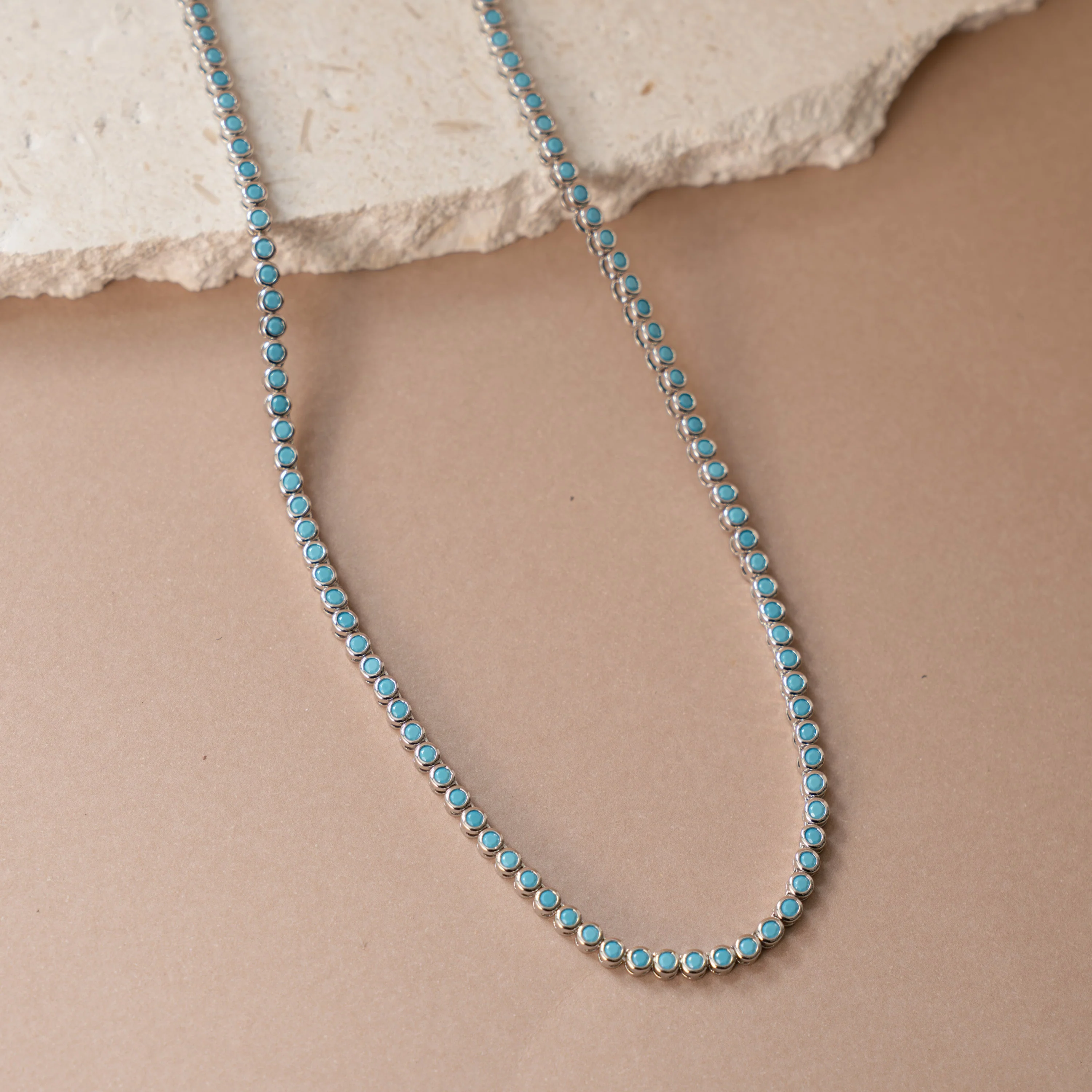 Round Turquoise Tennis Necklace - Image 9