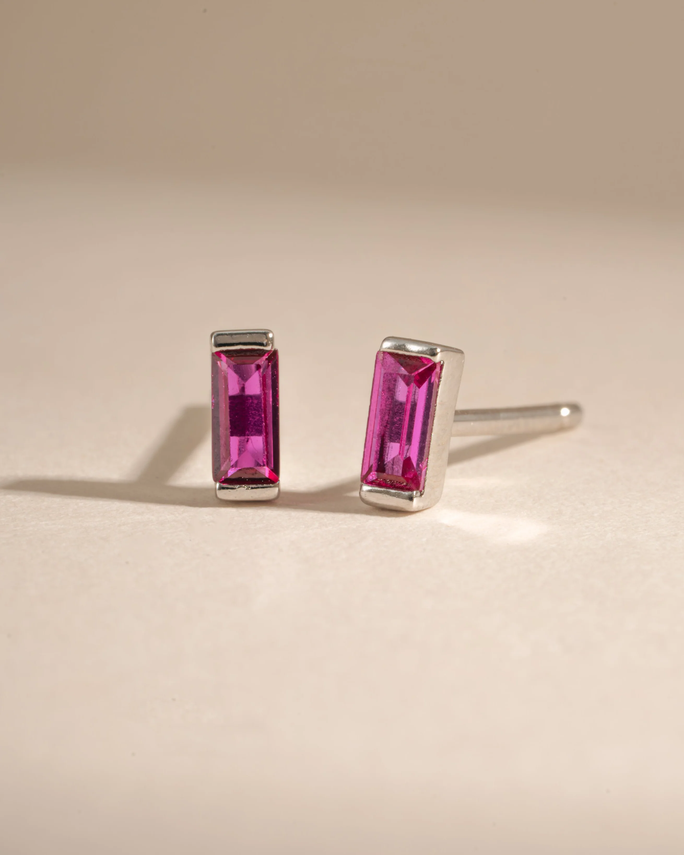 Ruby Baguette Stud Earrings - Image 6