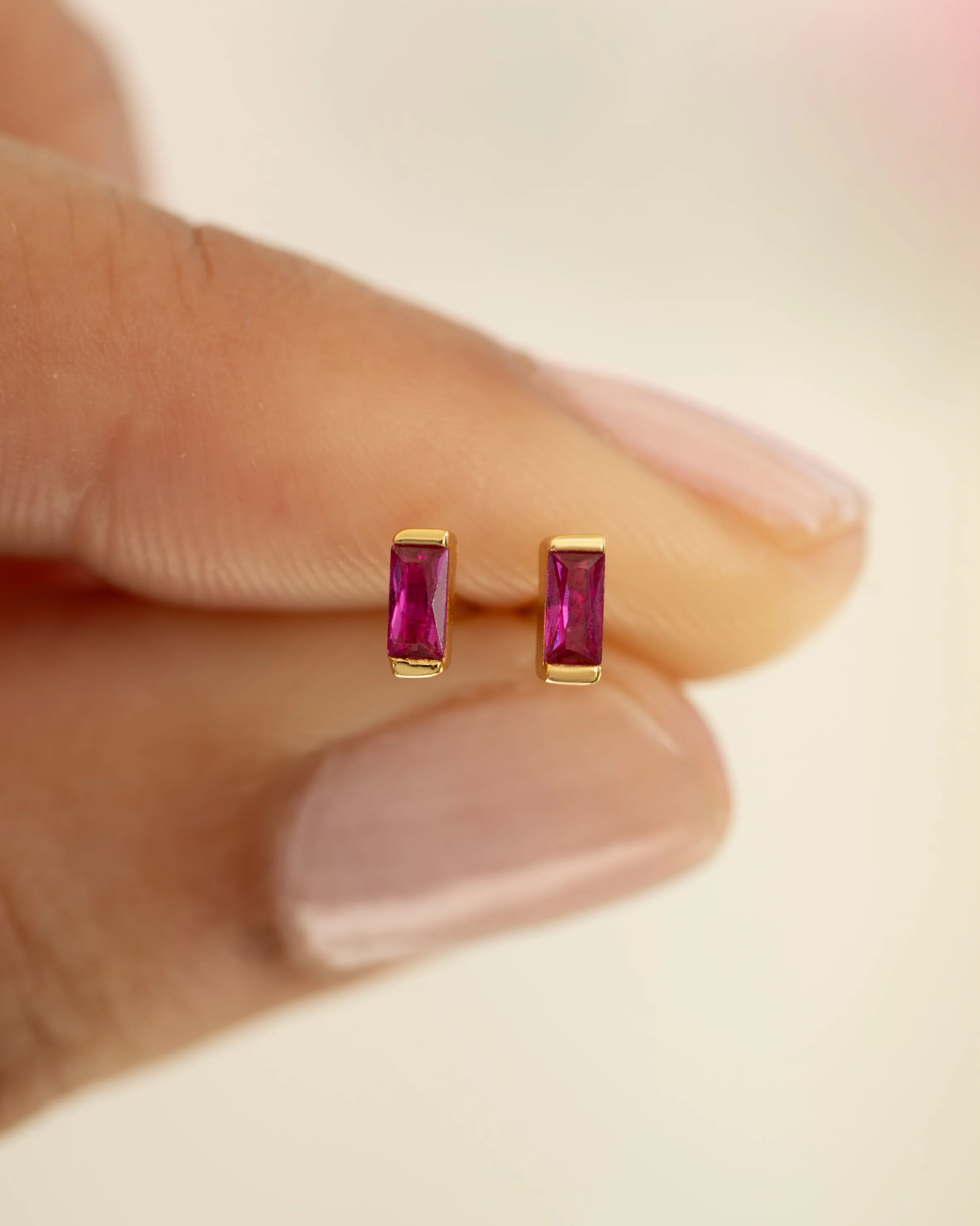 Ruby Baguette Stud Earrings - Image 7