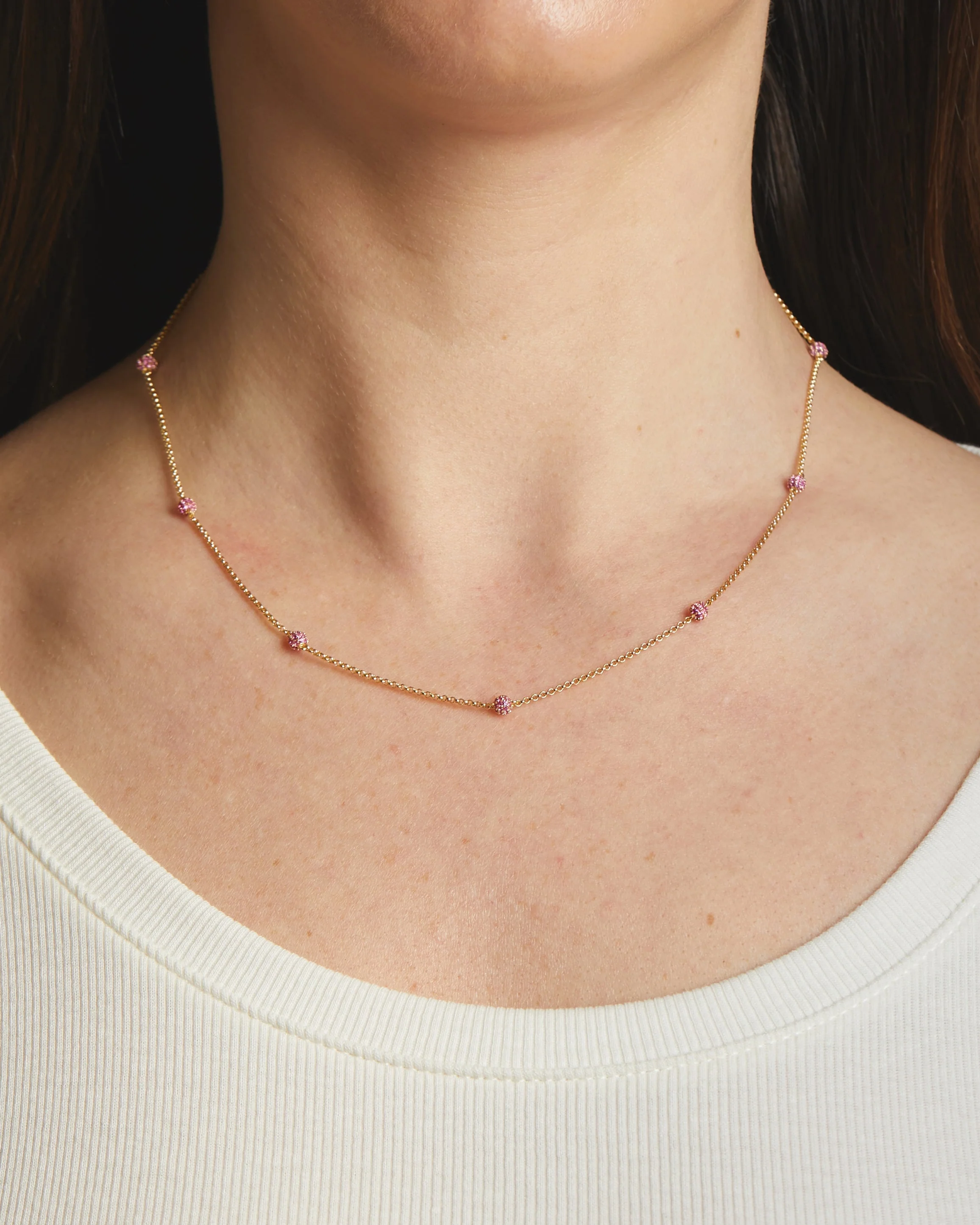 Ruby Beaded Pavé Necklace - Image 3