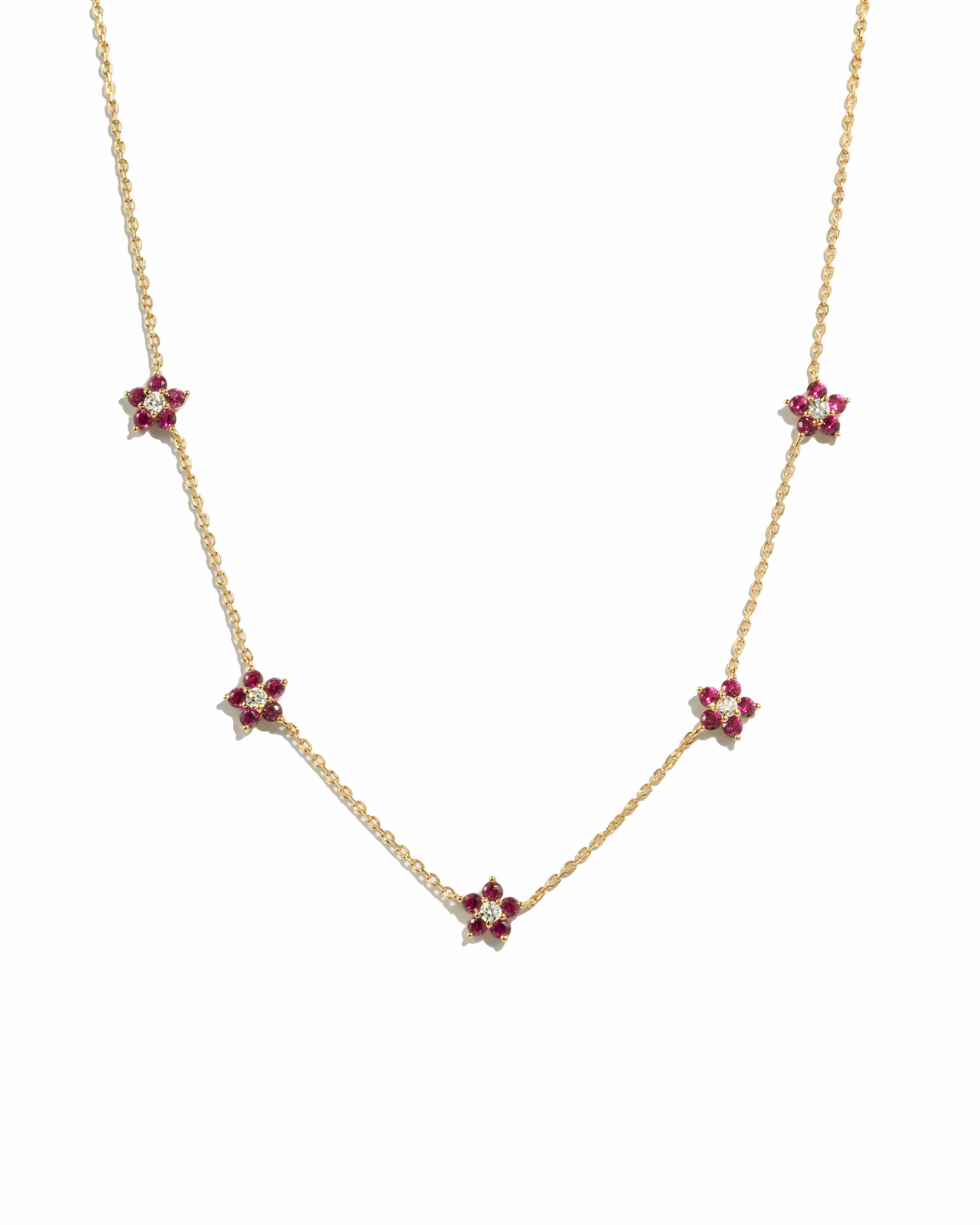 Ruby Flower Necklace