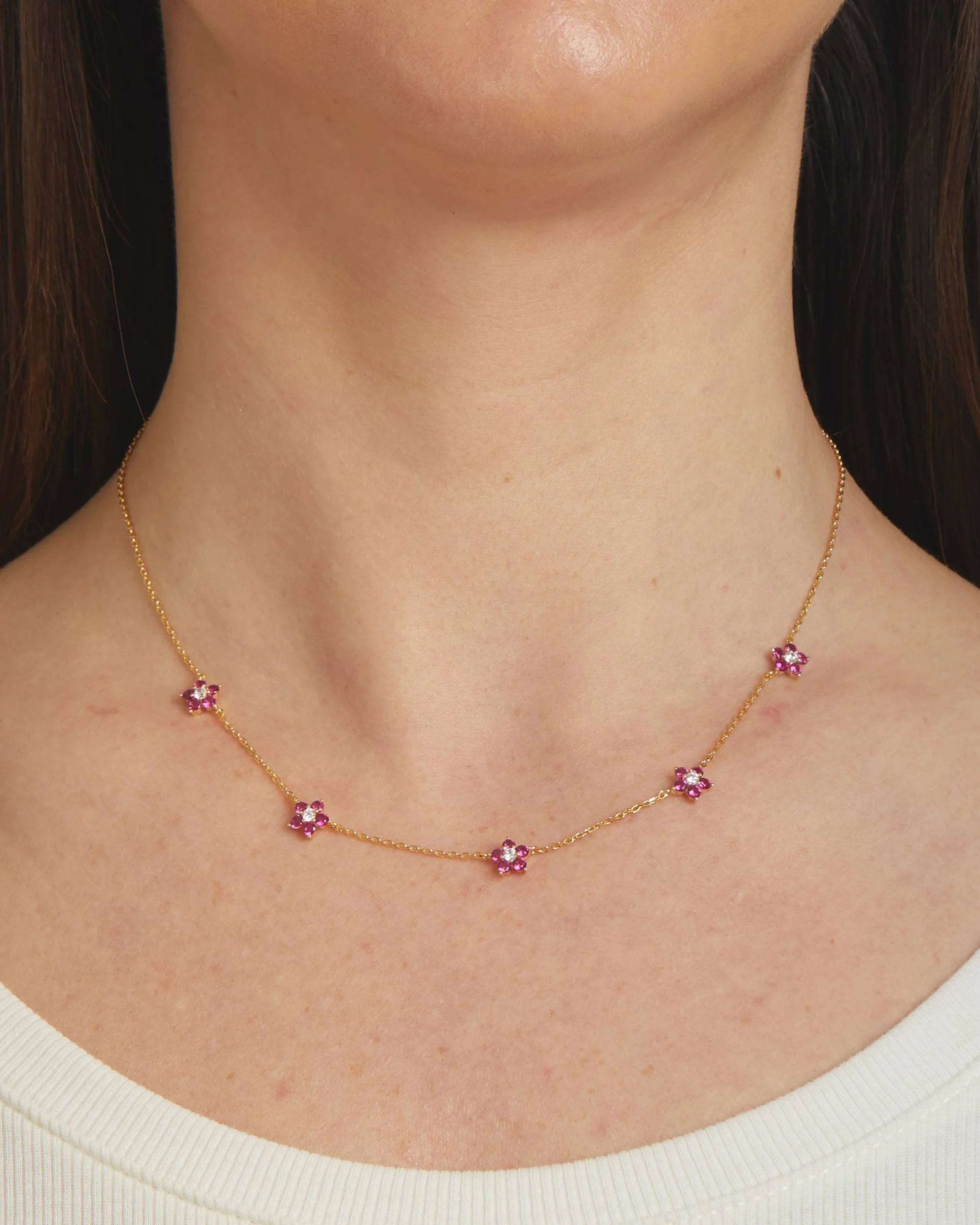 Ruby Flower Necklace - Image 2