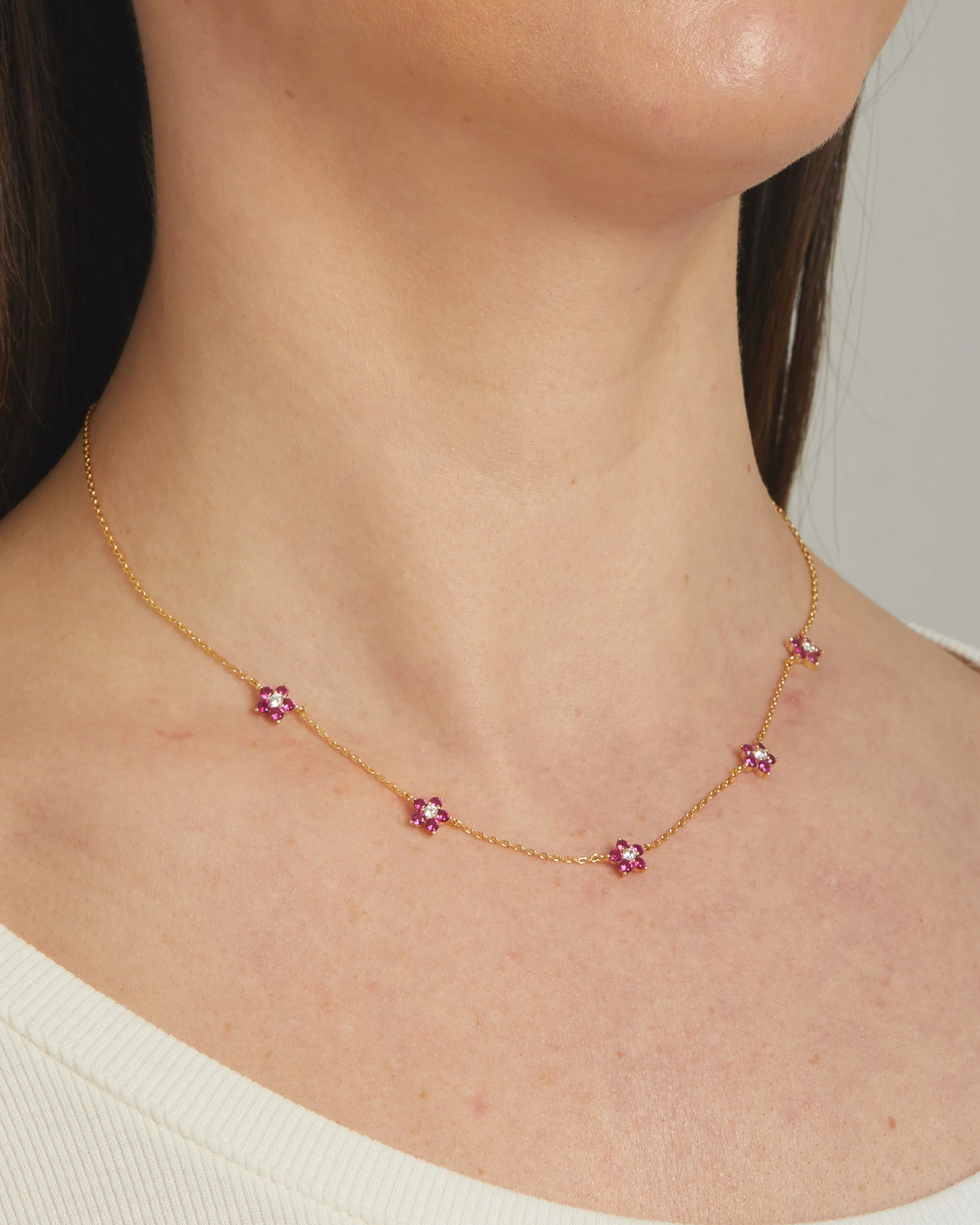 Ruby Flower Necklace - Image 4