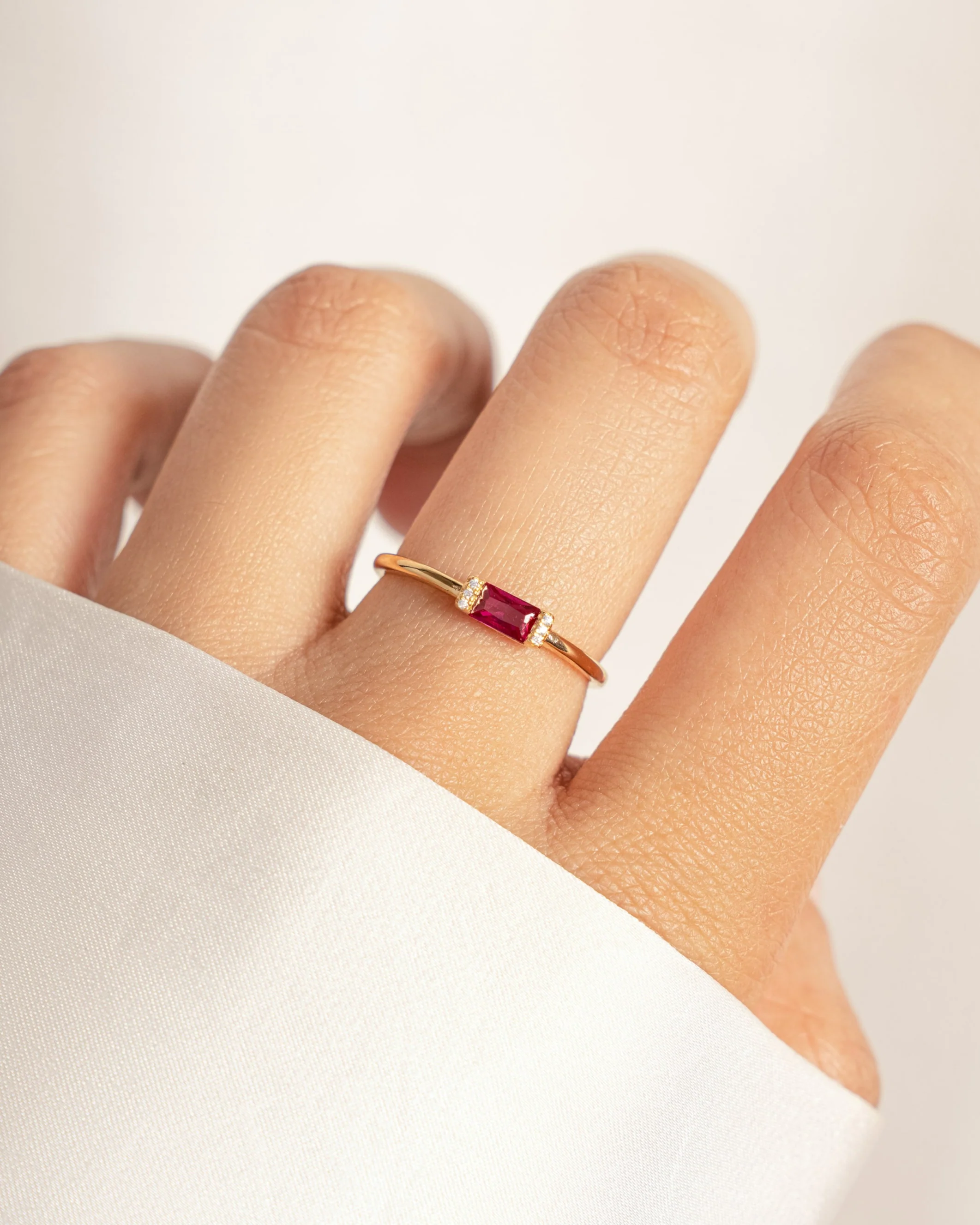 Ruby Simple Baguette Ring - Image 2