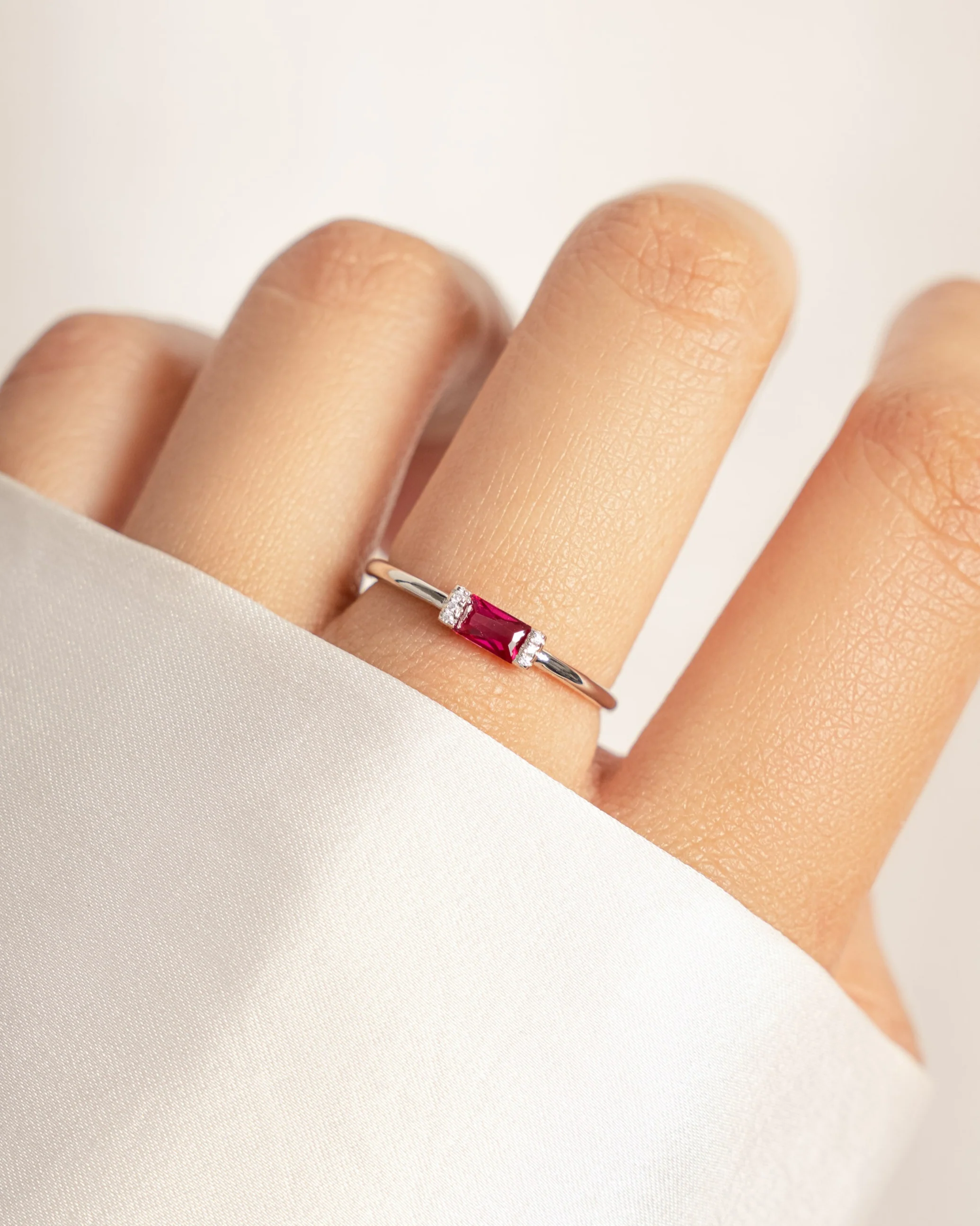 Ruby Simple Baguette Ring - Image 4