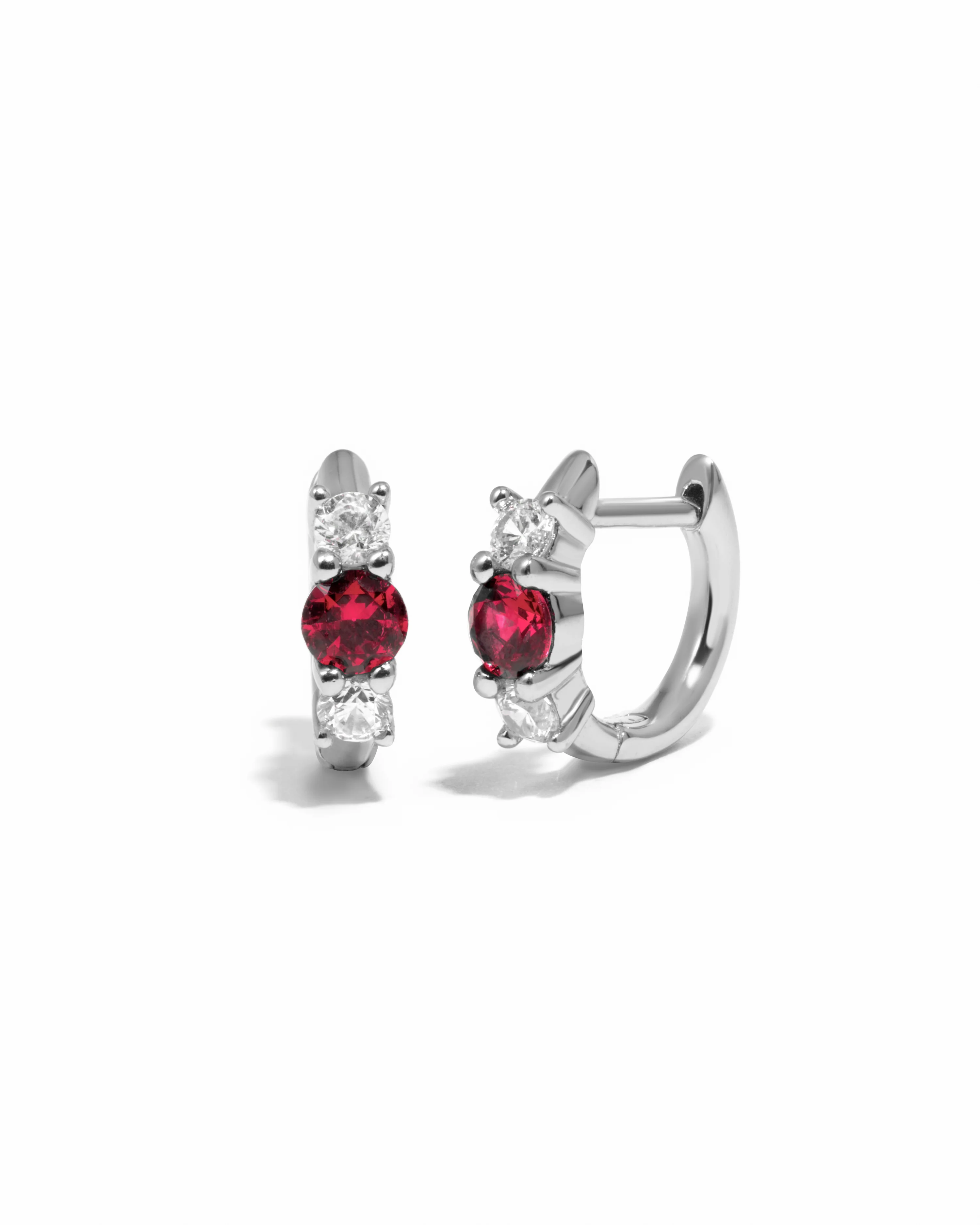 Ruby Three Stone Huggie Hoops - Image 12